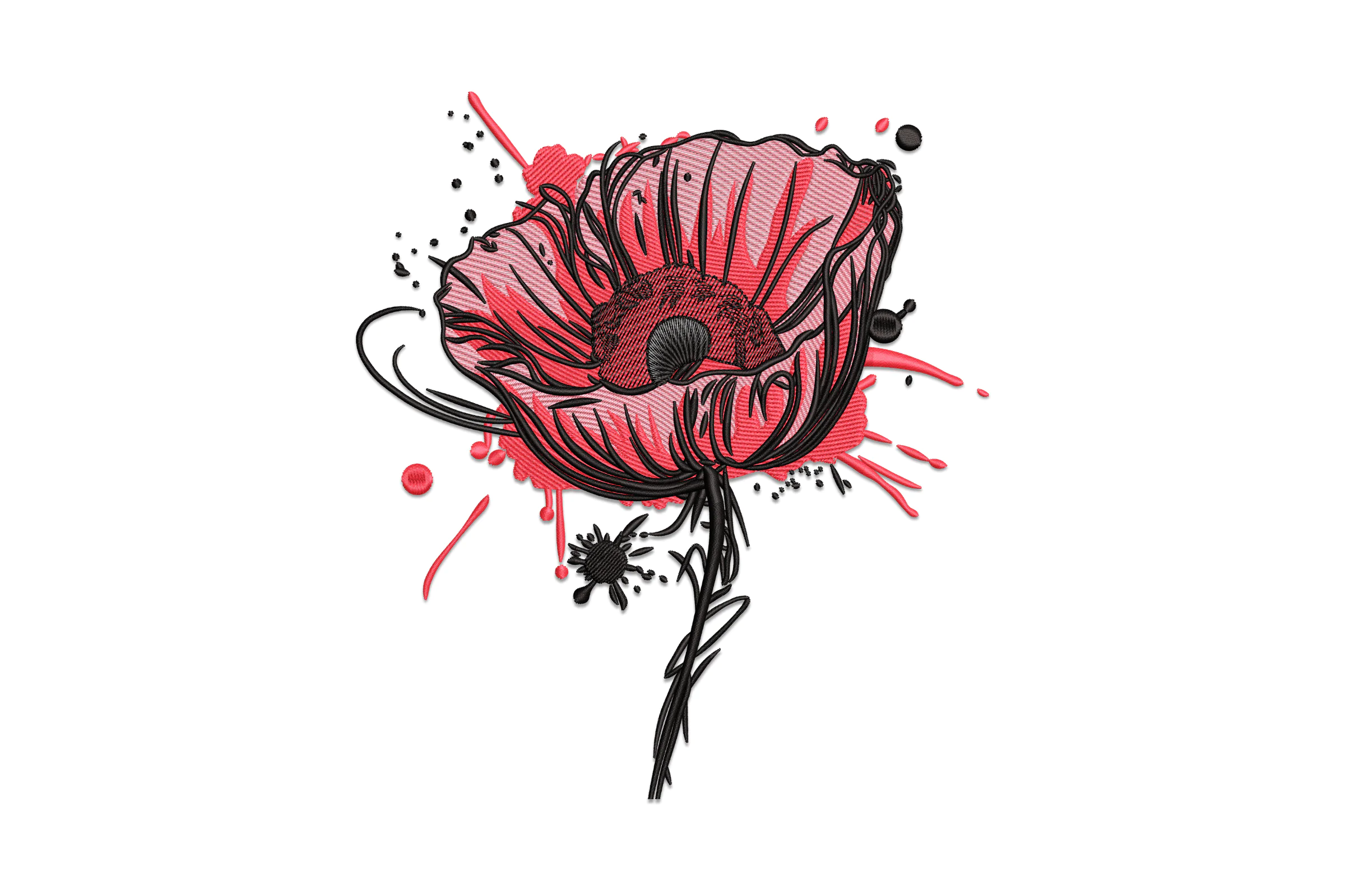 Red Poppy Embroidery Design