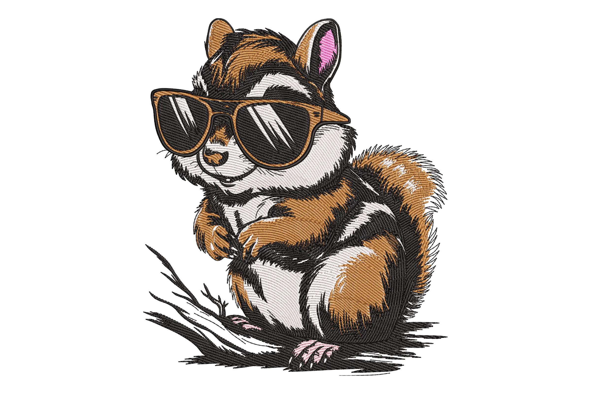 Squirrel With Sunglasses Embroidery Design
