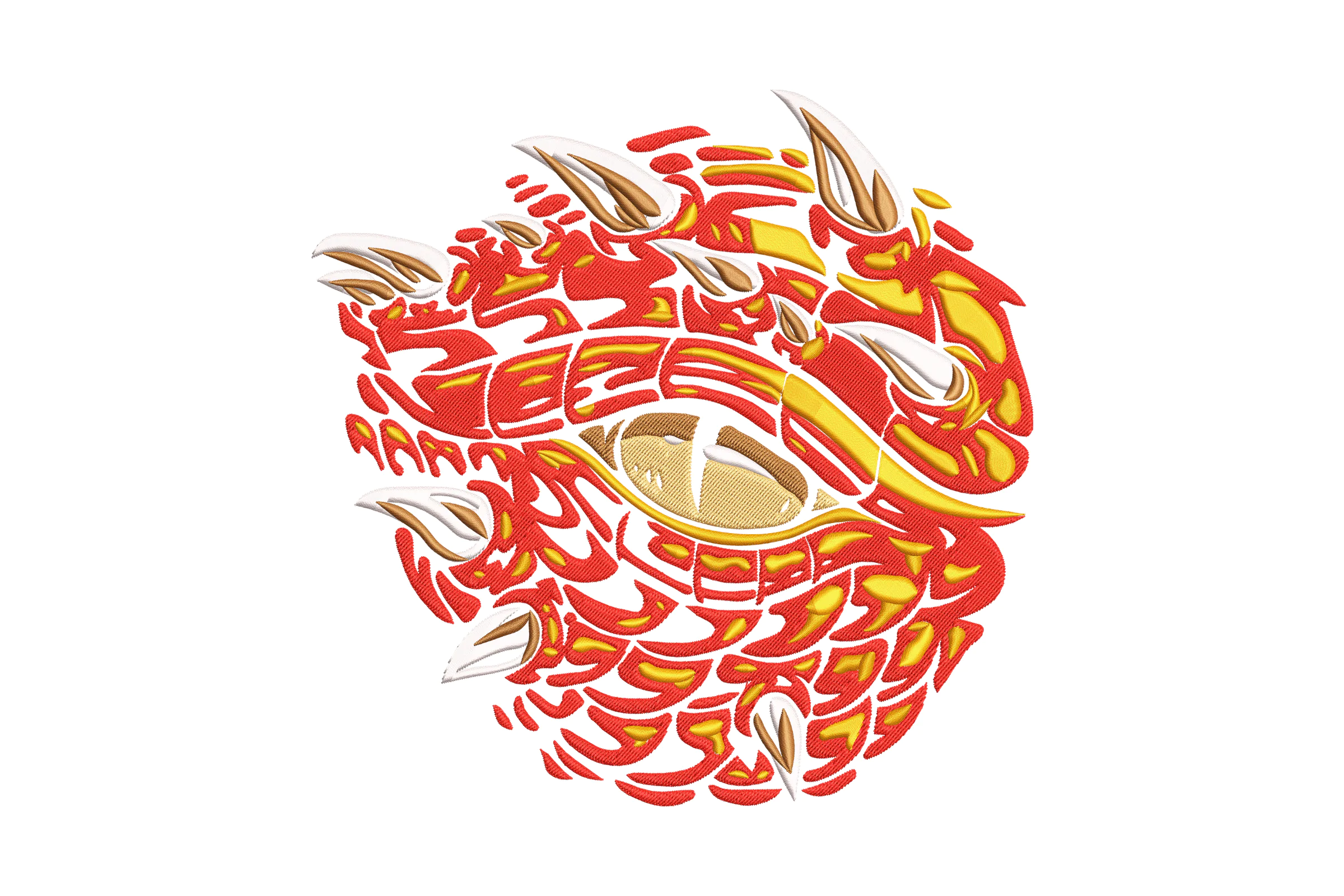 Fiery Dragon Eye Embroidery Design