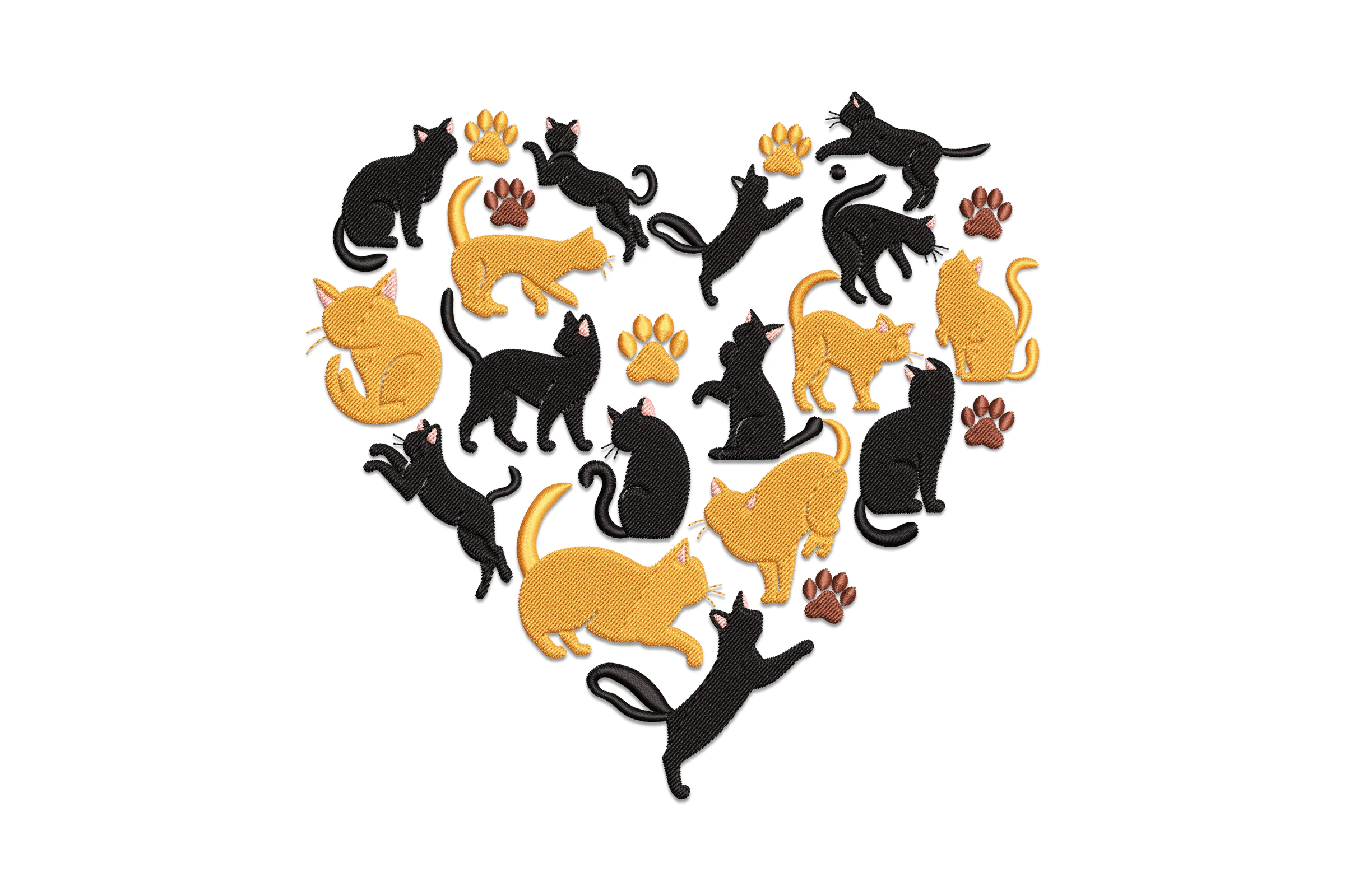 I Love Cats Embroidery Design