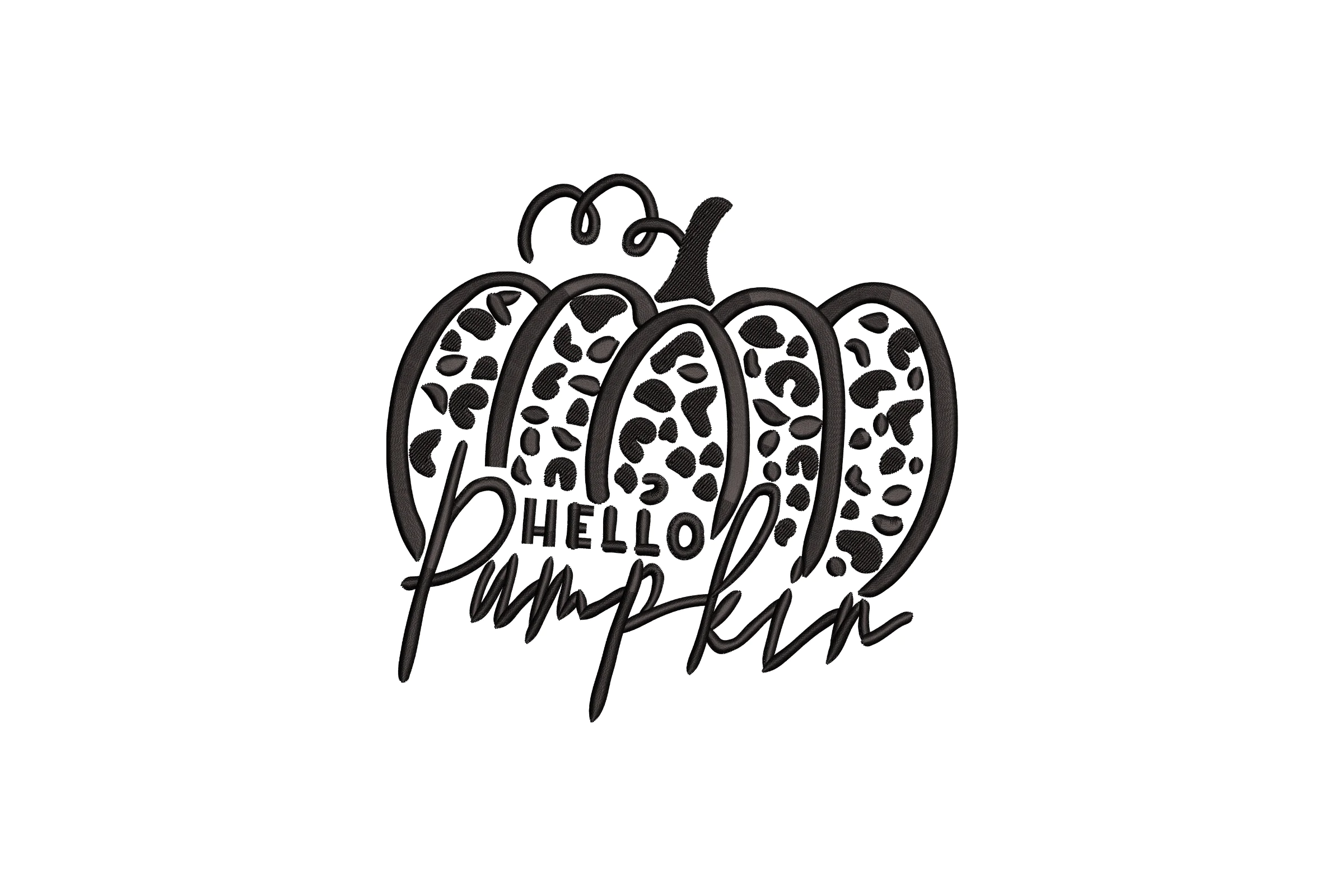 Hello Pumpkin Leopard Print Embroidery Design