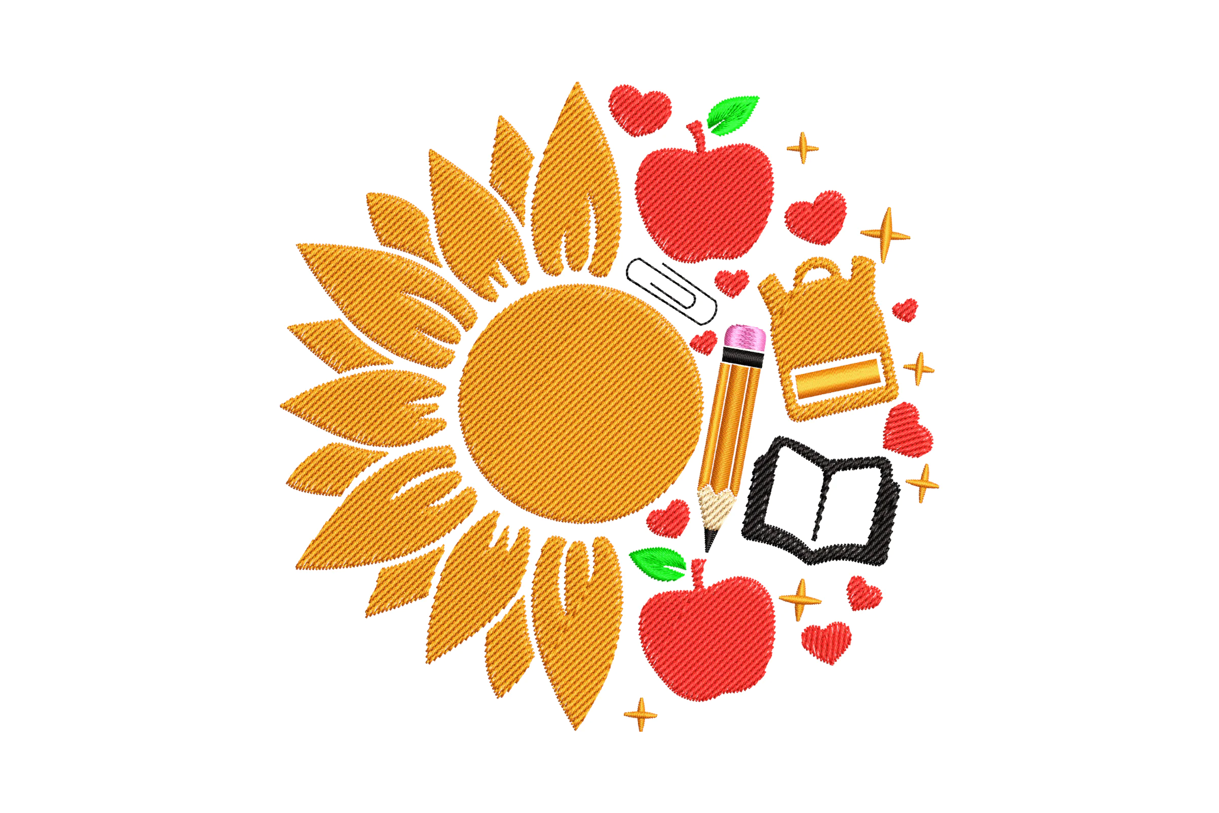 Teacher Sunflower Machine Embroidery Design