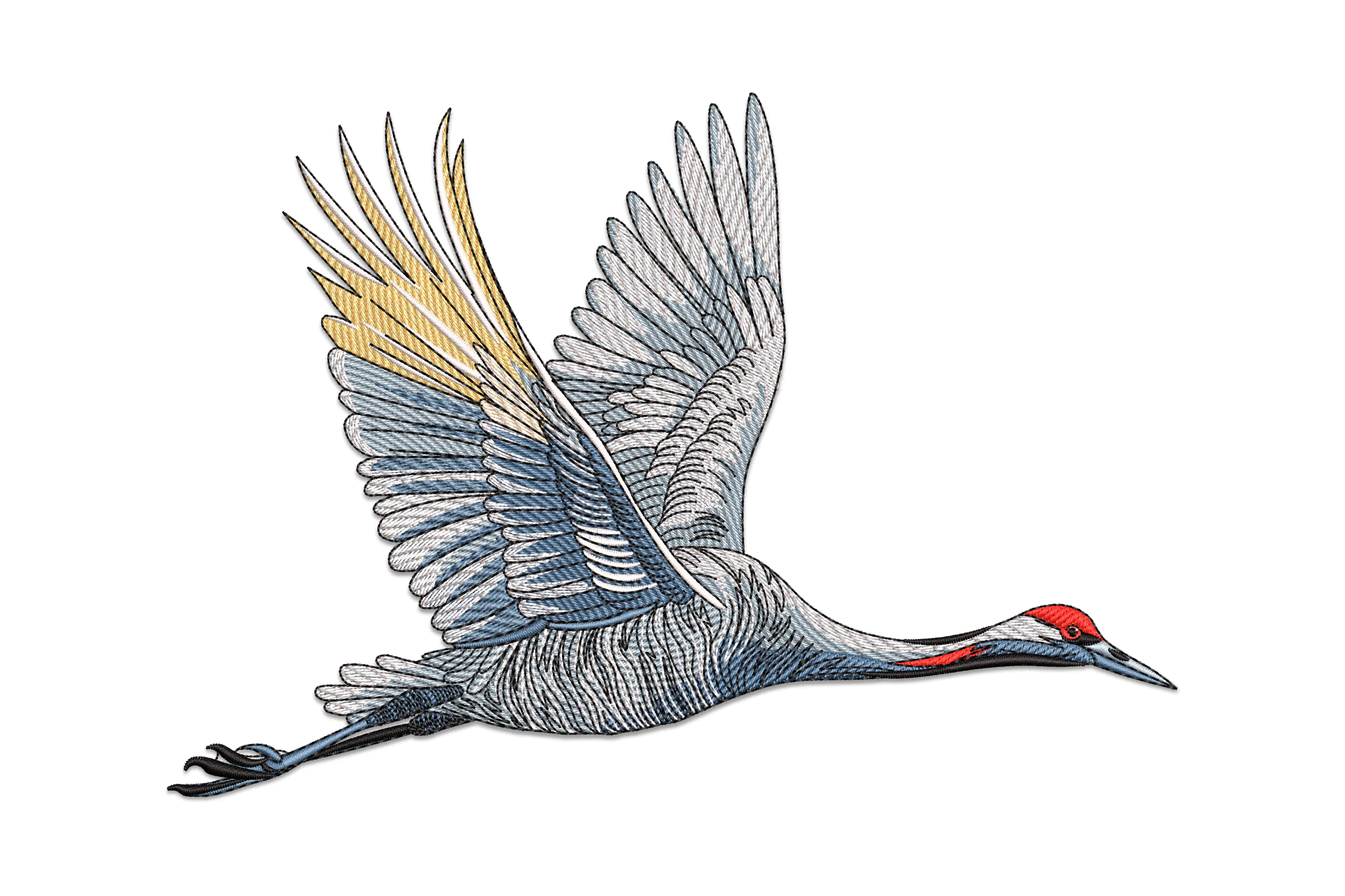 Flying Crane Machine Embroidery Design
