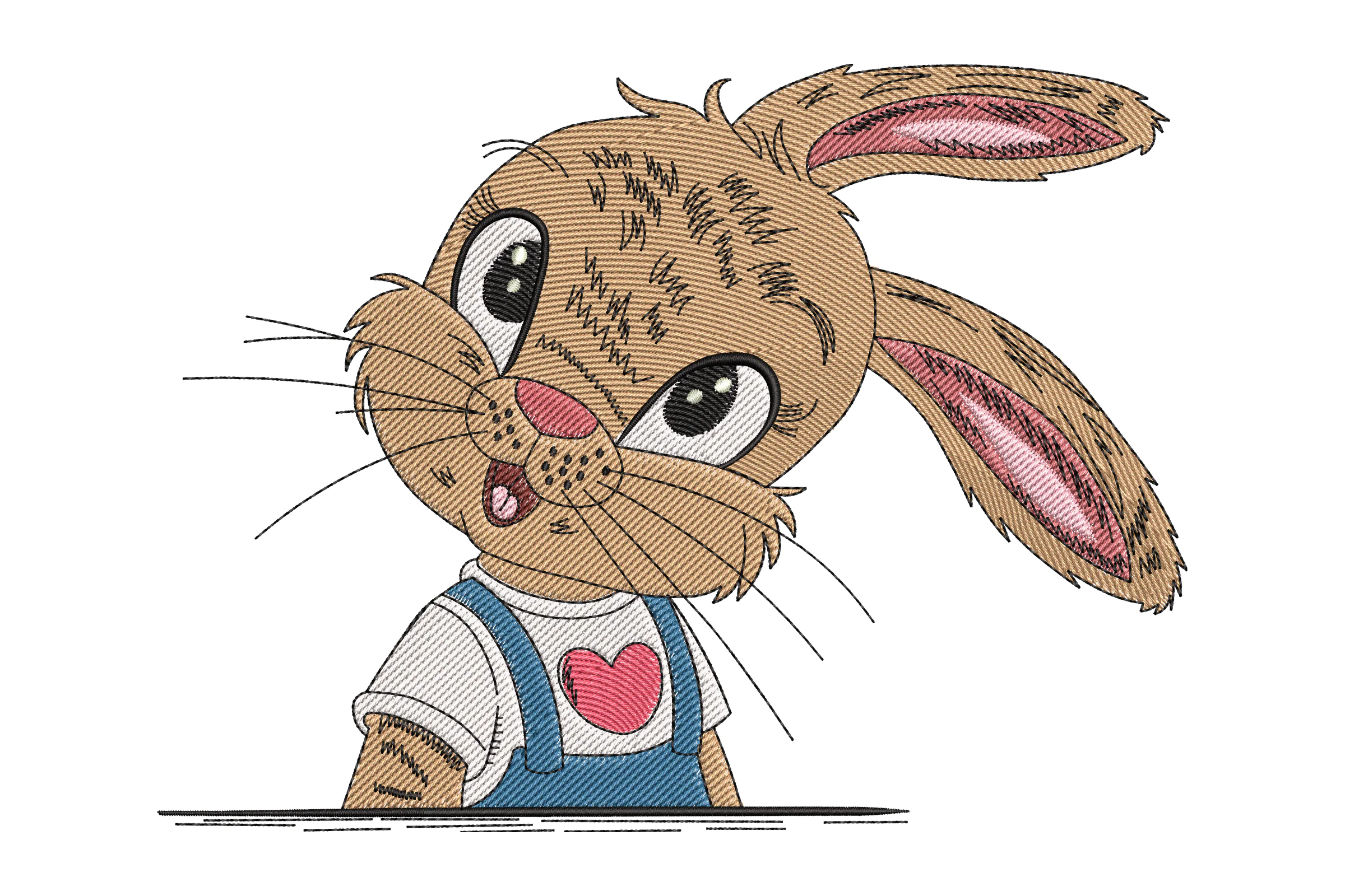 Cute Rabbit With Heart Shirt Embroidery Design