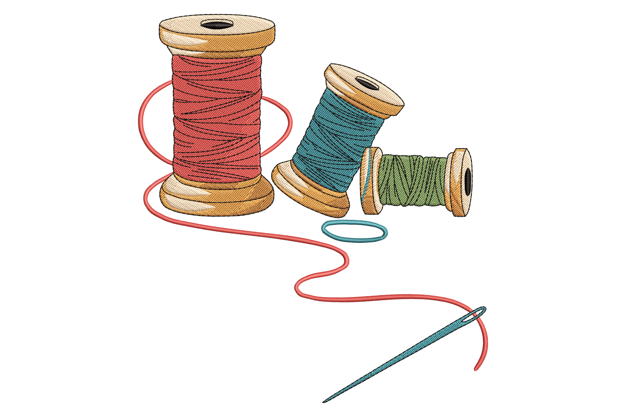 Sewing Threads and Needle Embroidery Design