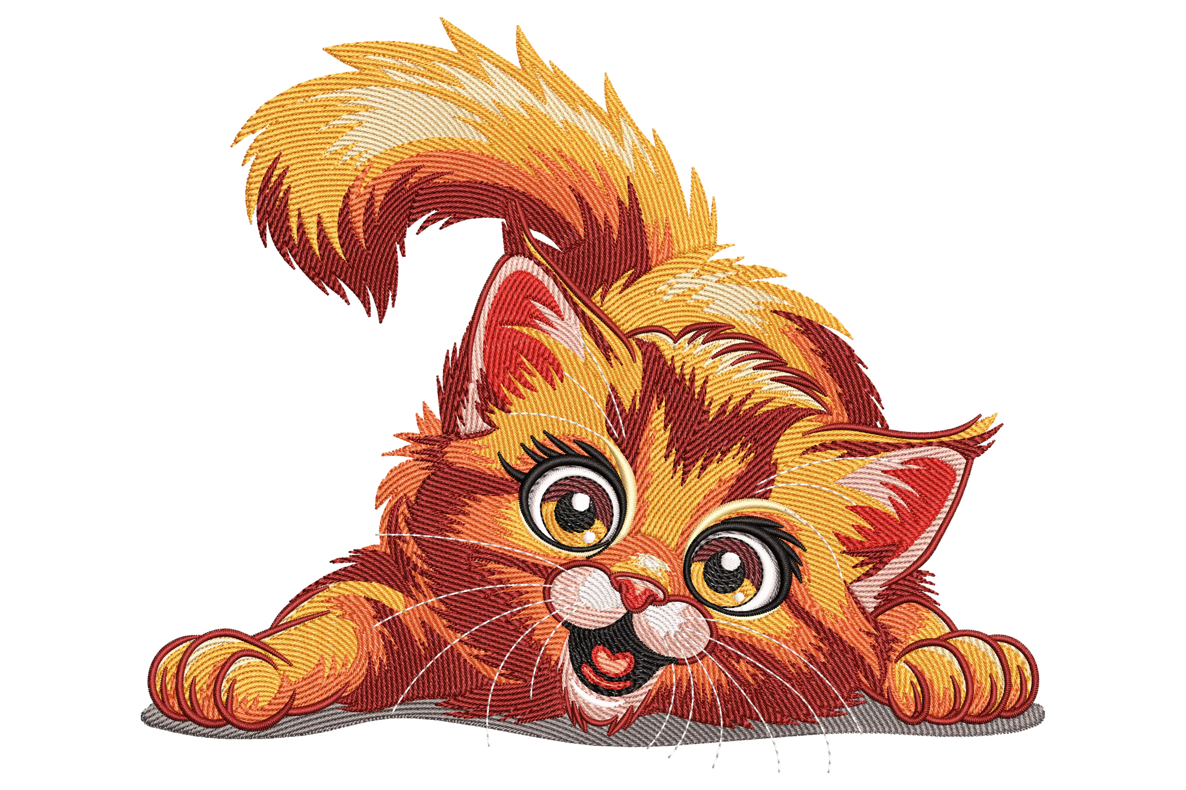 Fluffy Ginger Cat Embroidery Design