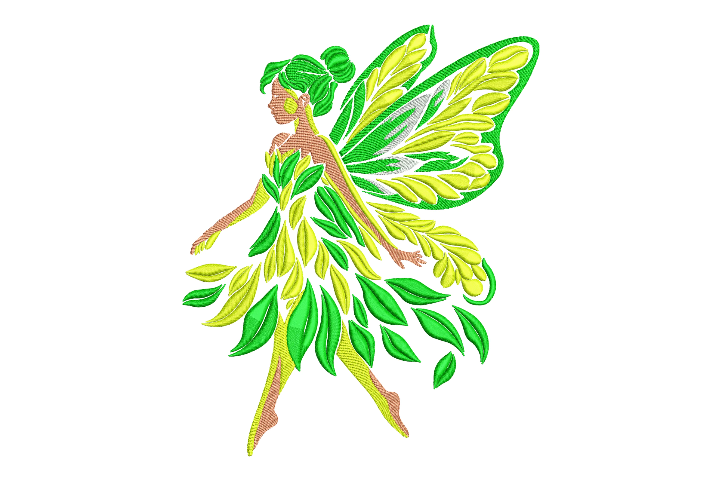 Green Butterfly Fairy Embroidery Design