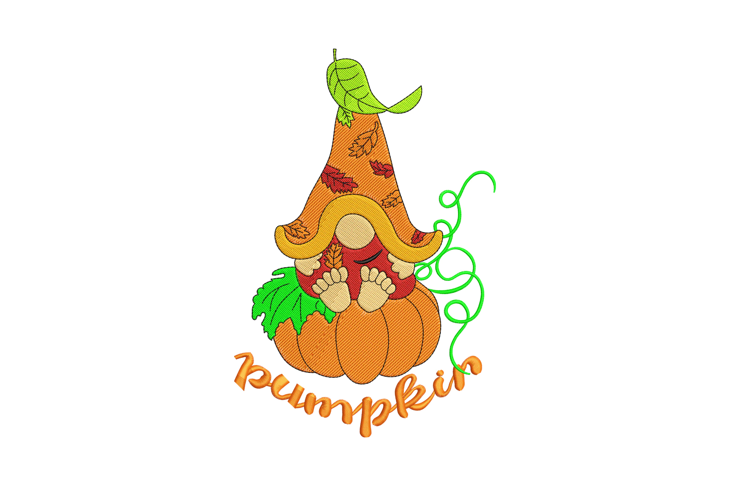 A Cute Little Pumpkin Boy Embroidery Design