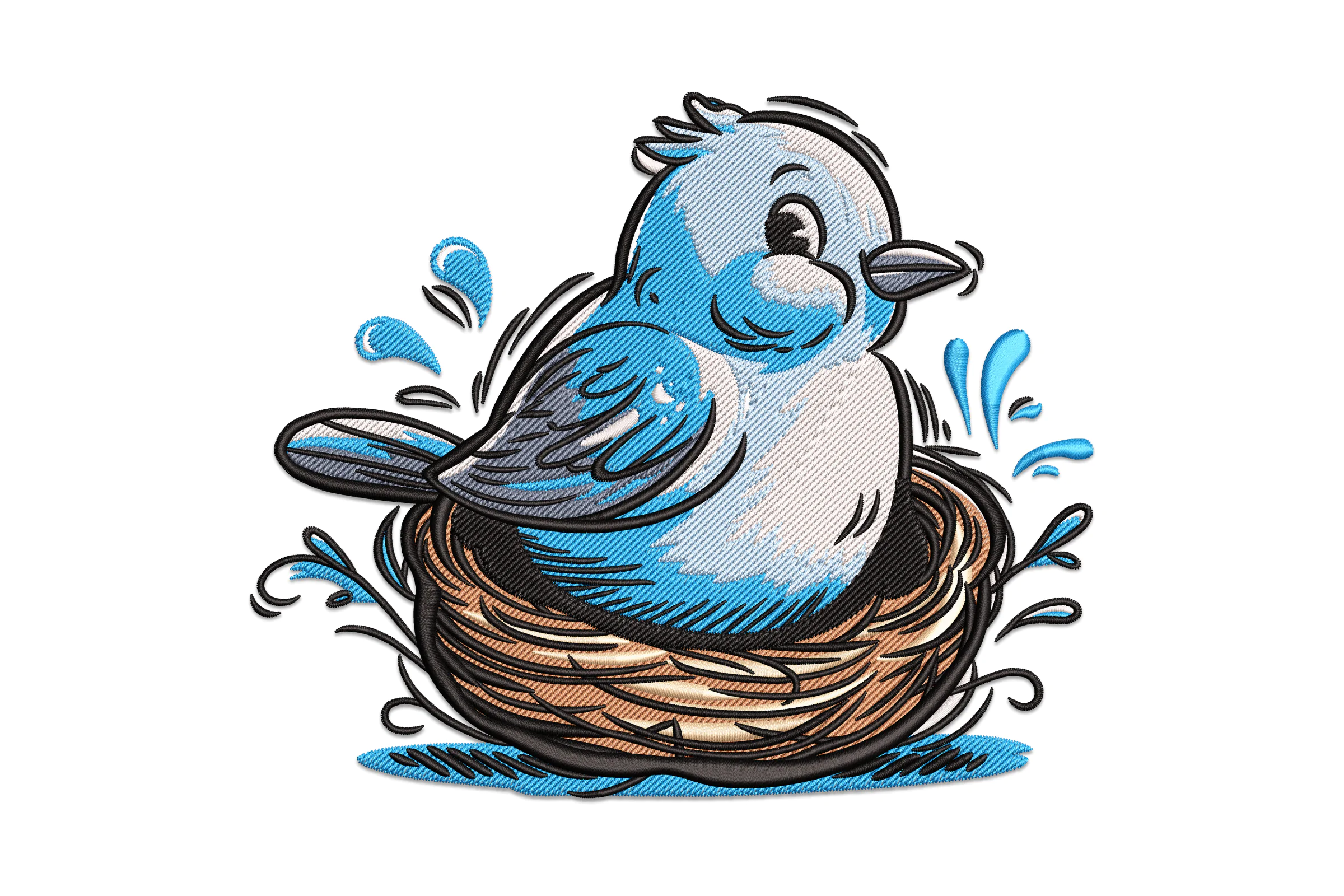 Bird in Nest Embroidery Design