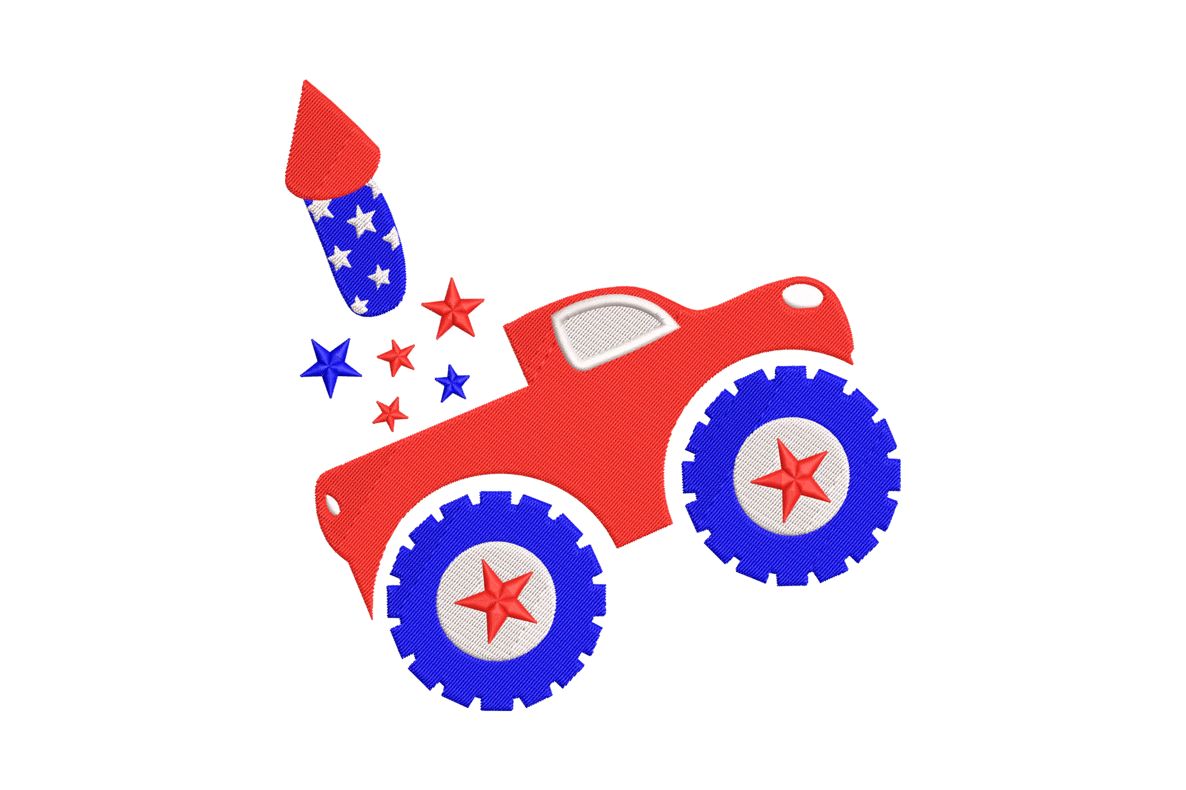 Fourth of July Tractor Embroidery Design