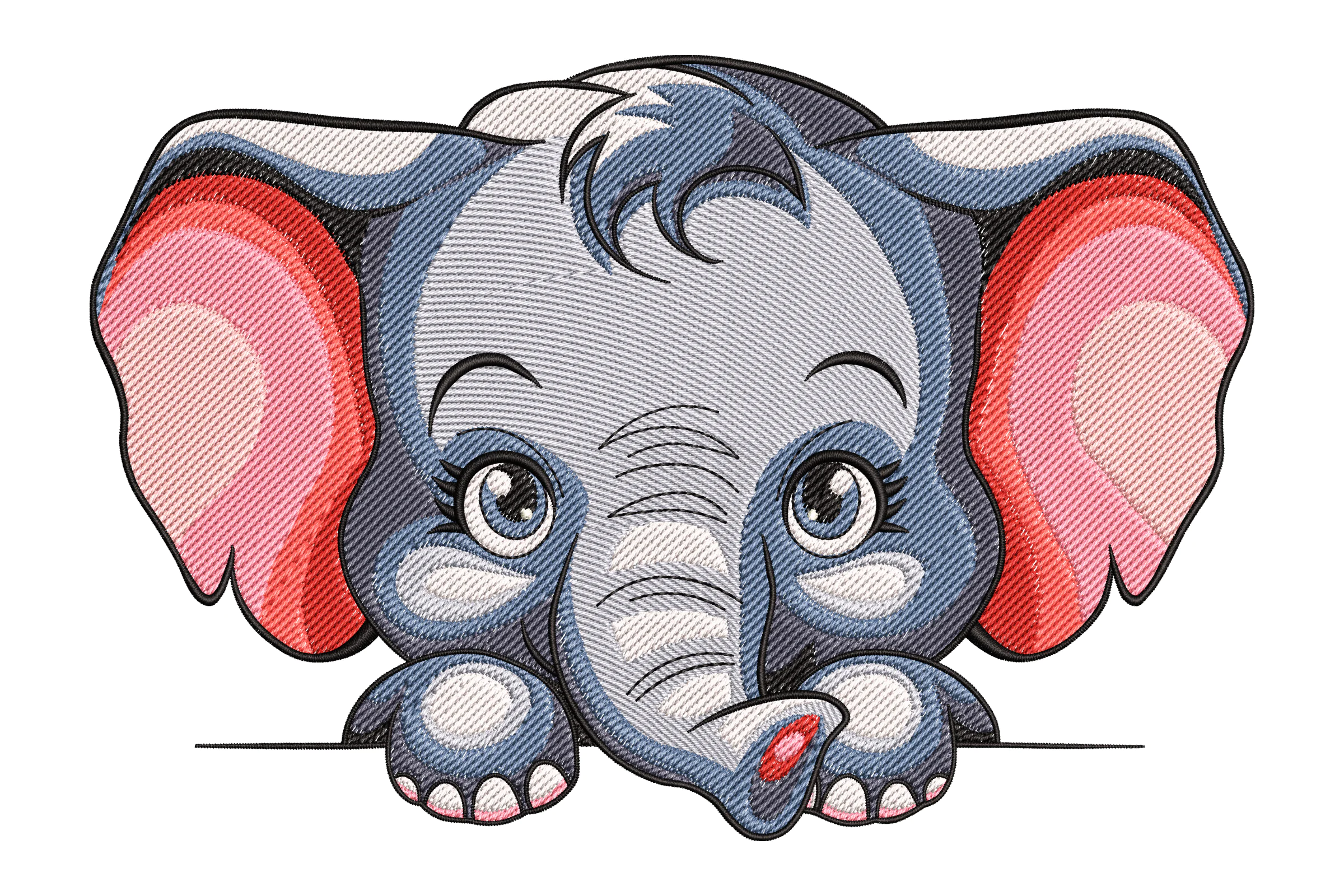 Cute Baby Elephant Embroidery Design File