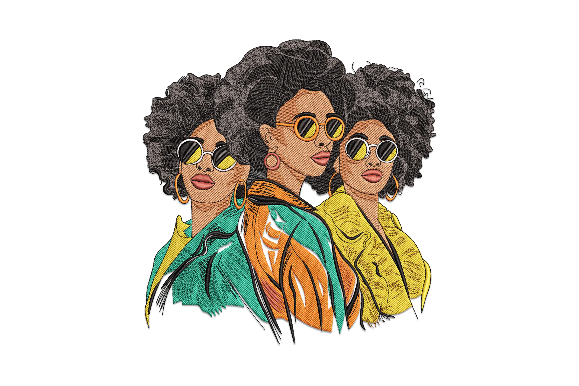 Afro Black Woman Machine Embroidery Design