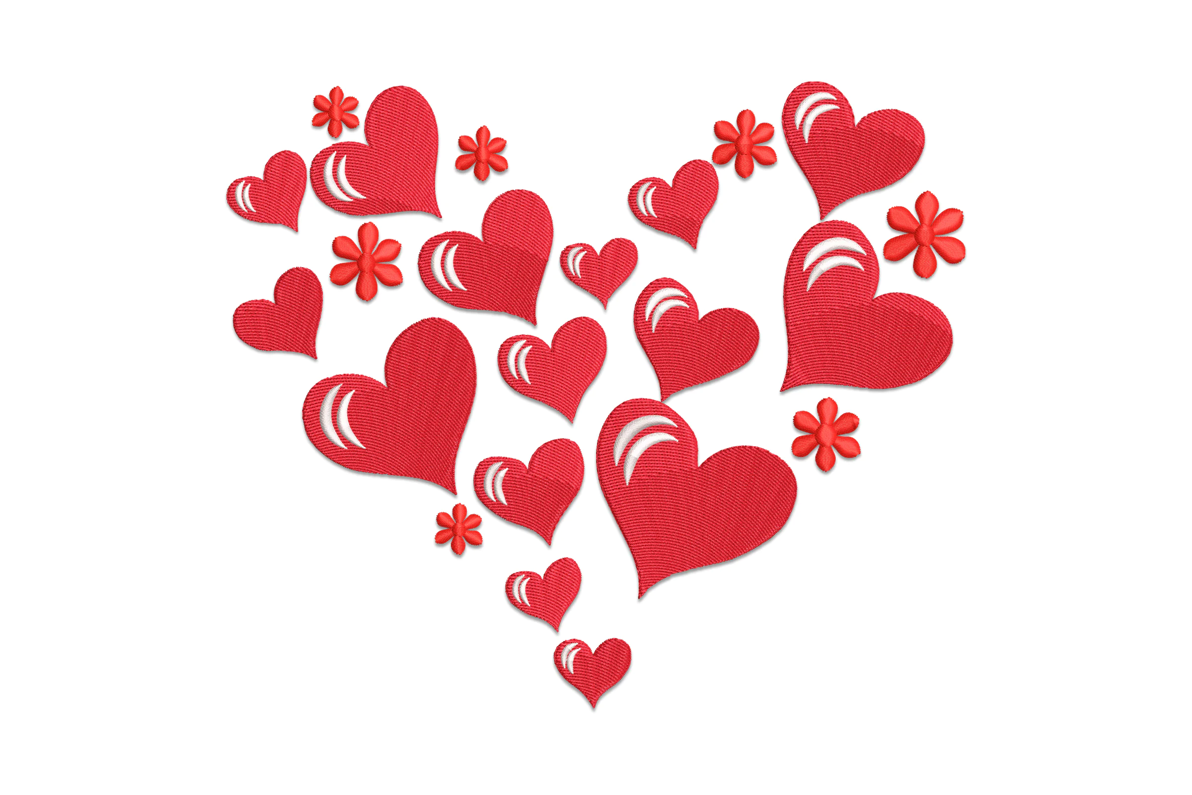 Red Love Heart Embroidery Design