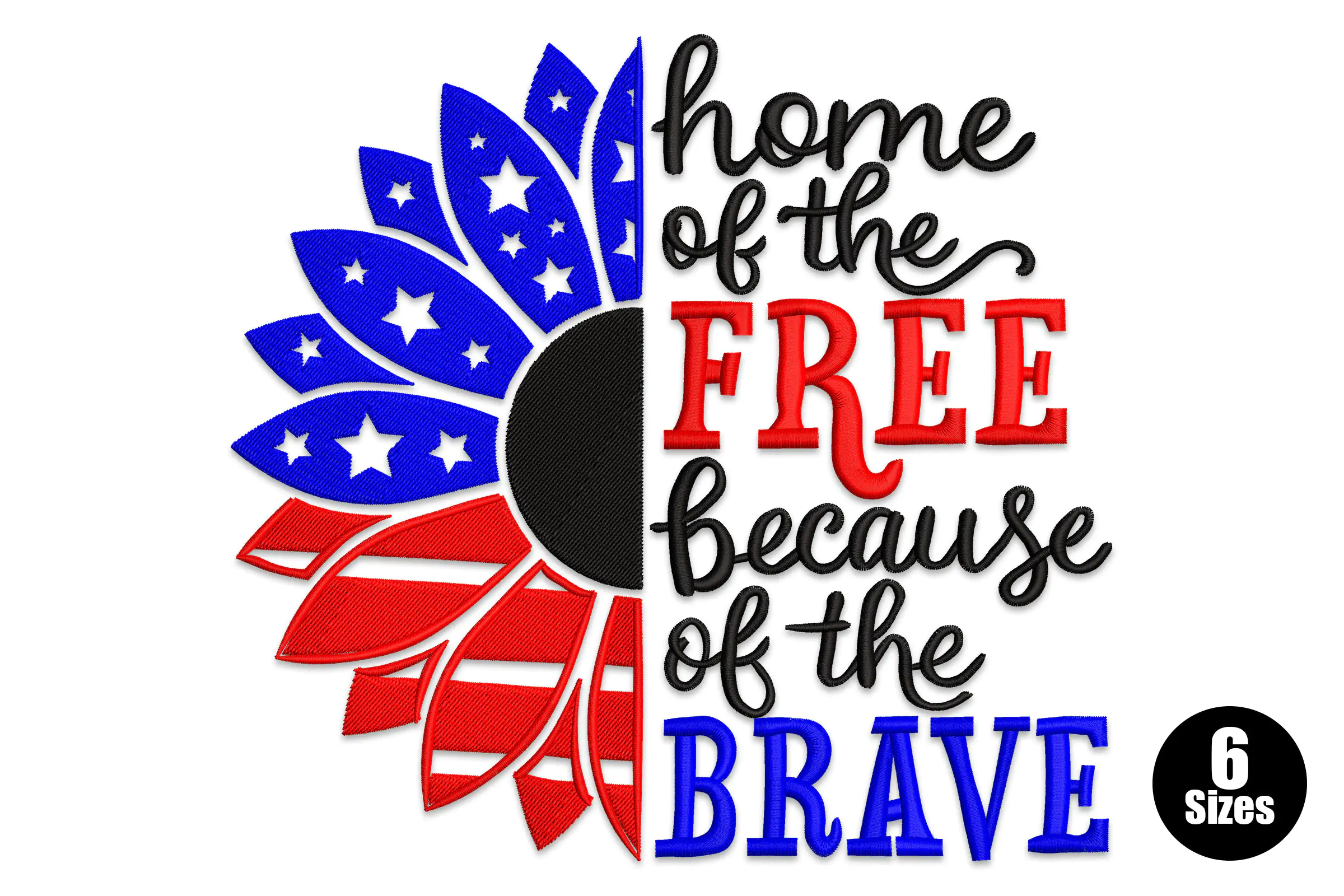 Home of the Free Because of the Brave Embroidery Design