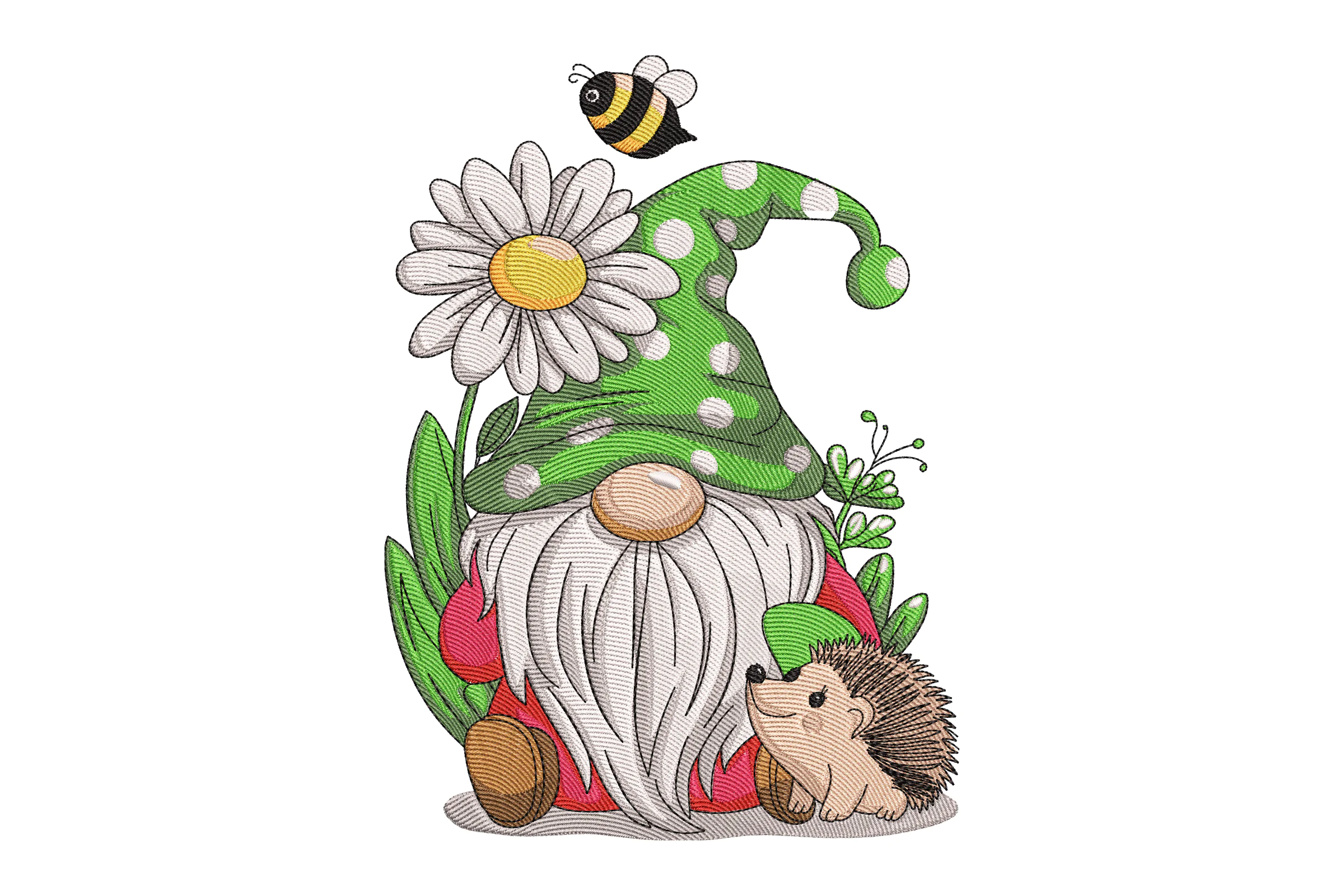 Gnome & Hedgehog Embroidery Design