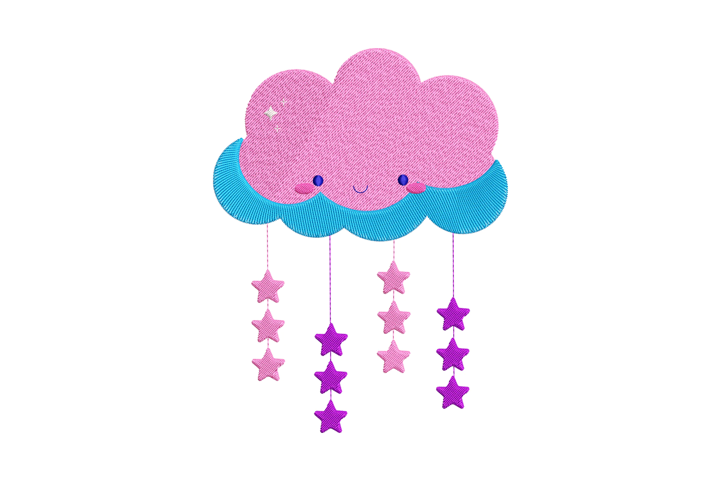Cute Cloud with Stars Embroidery Design