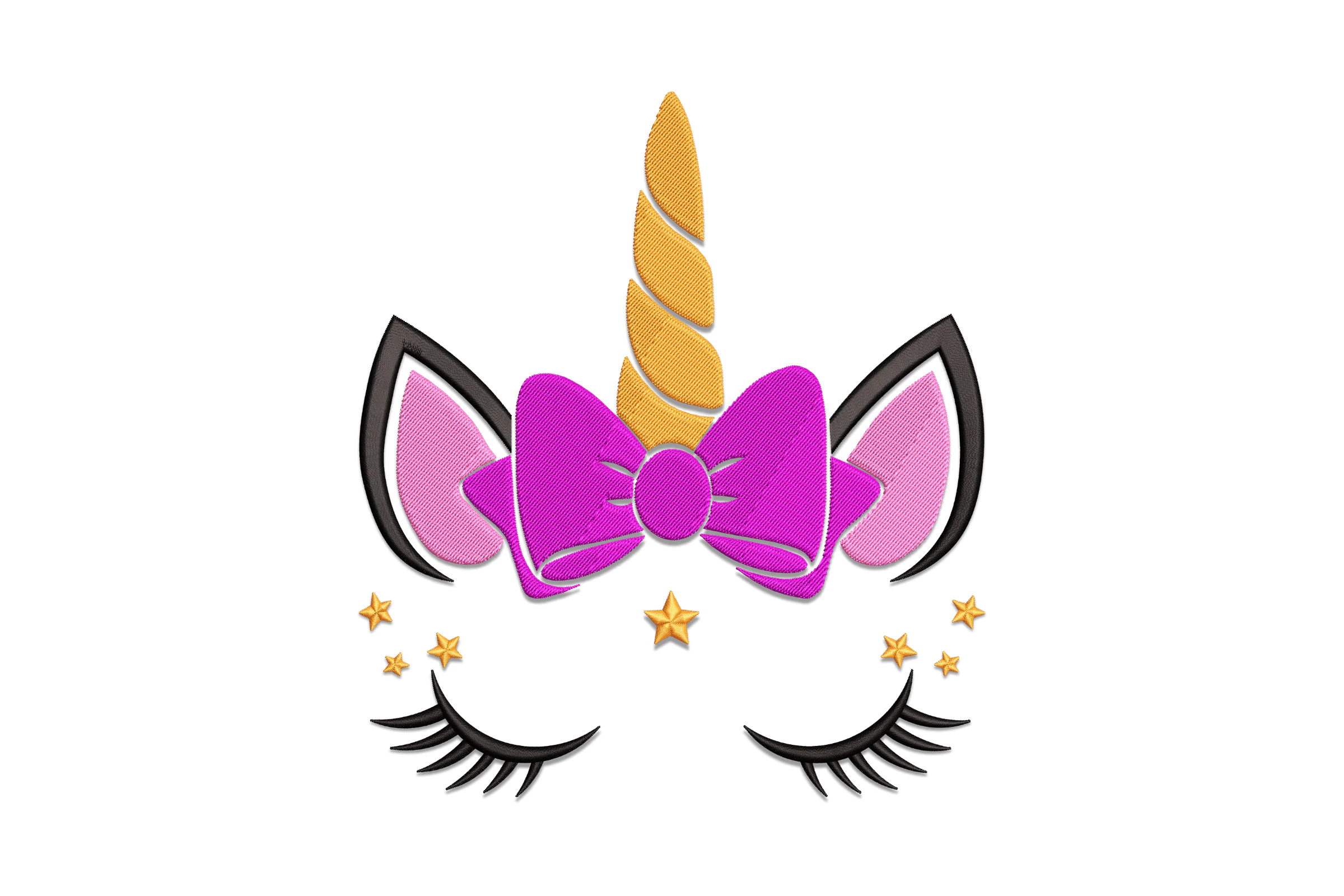 Unicorn Face With Star Embroidery Design