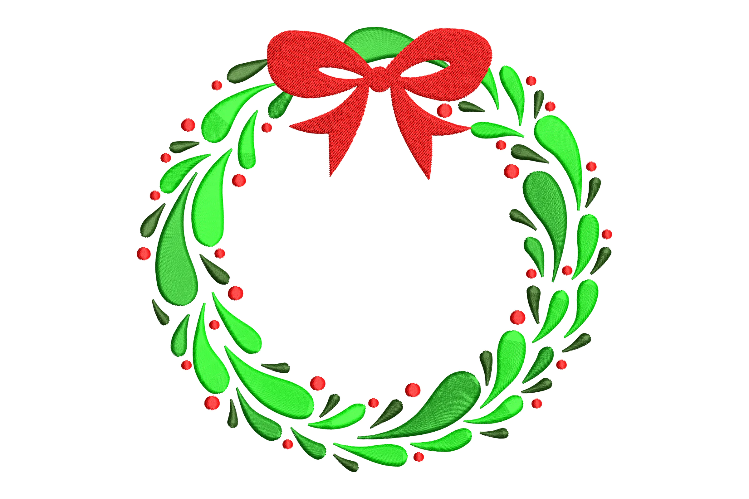 Christmas Holly  Wreath Embroidery Design