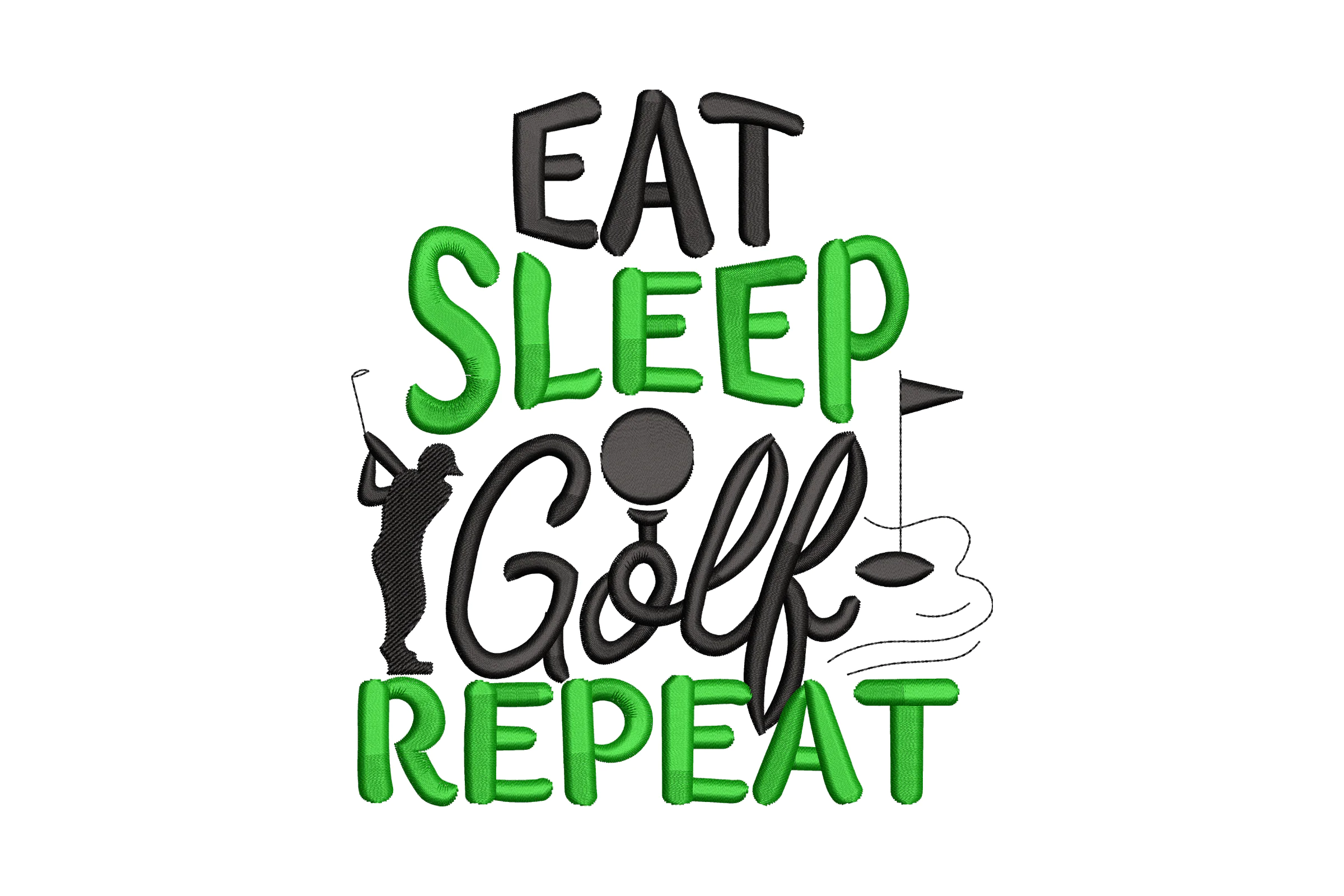 Golf Eat Sleep Repeat - Machine Embroidery Design