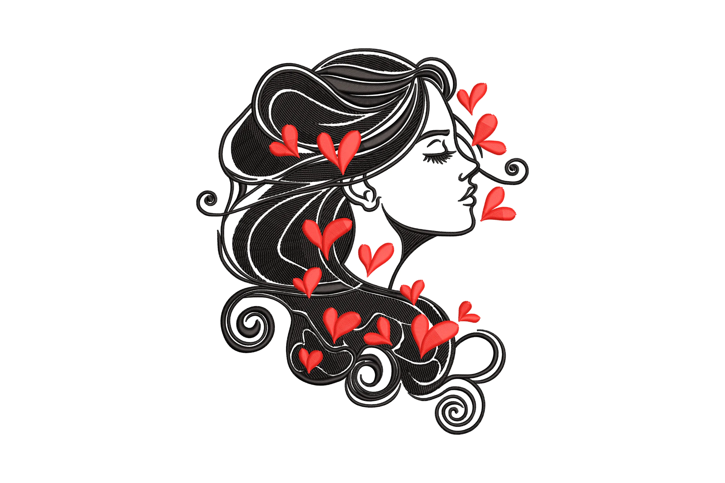 Beautiful young woman Machine Embroidery design