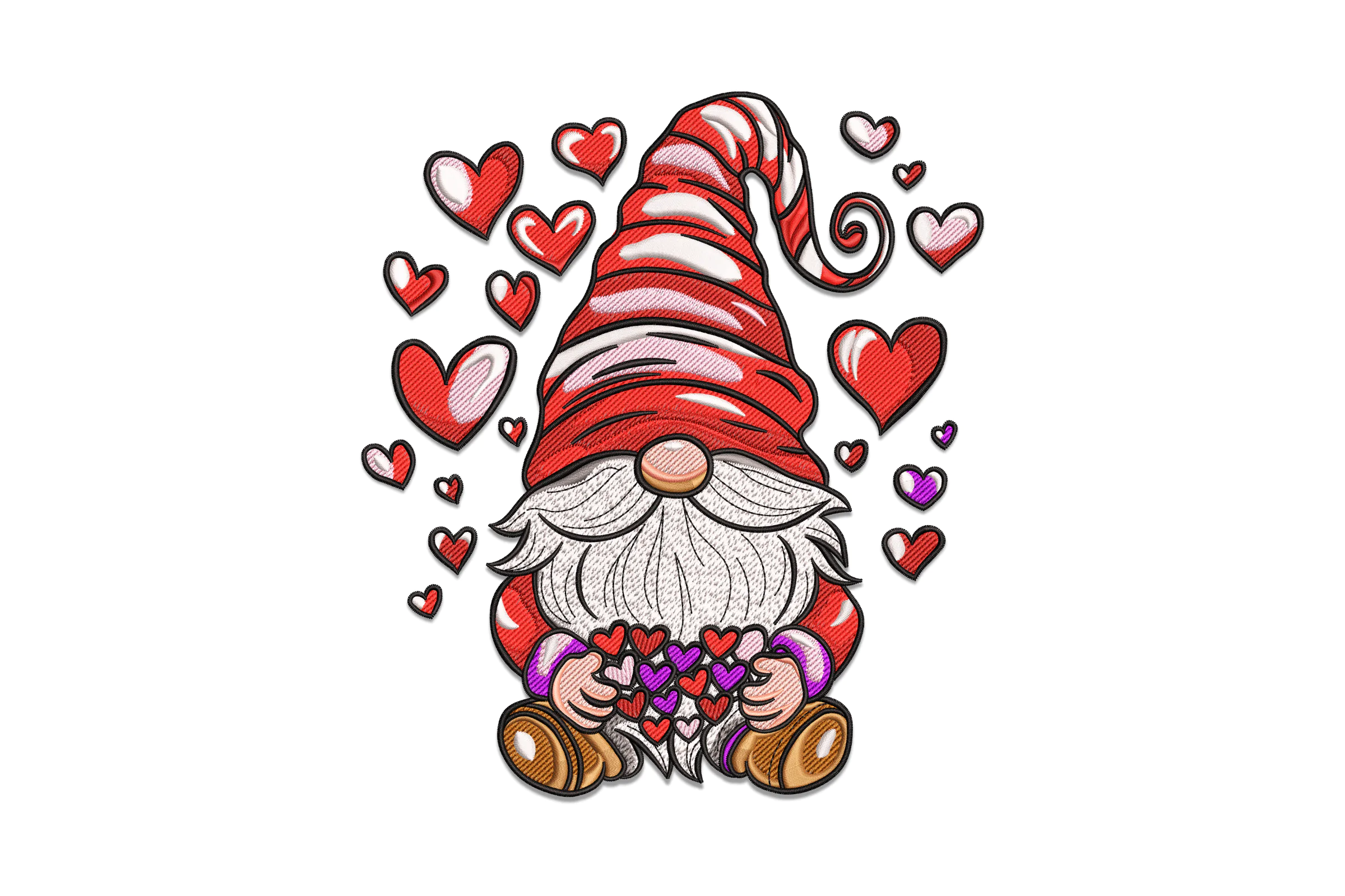 Valentine Gnome Embroidery Design
