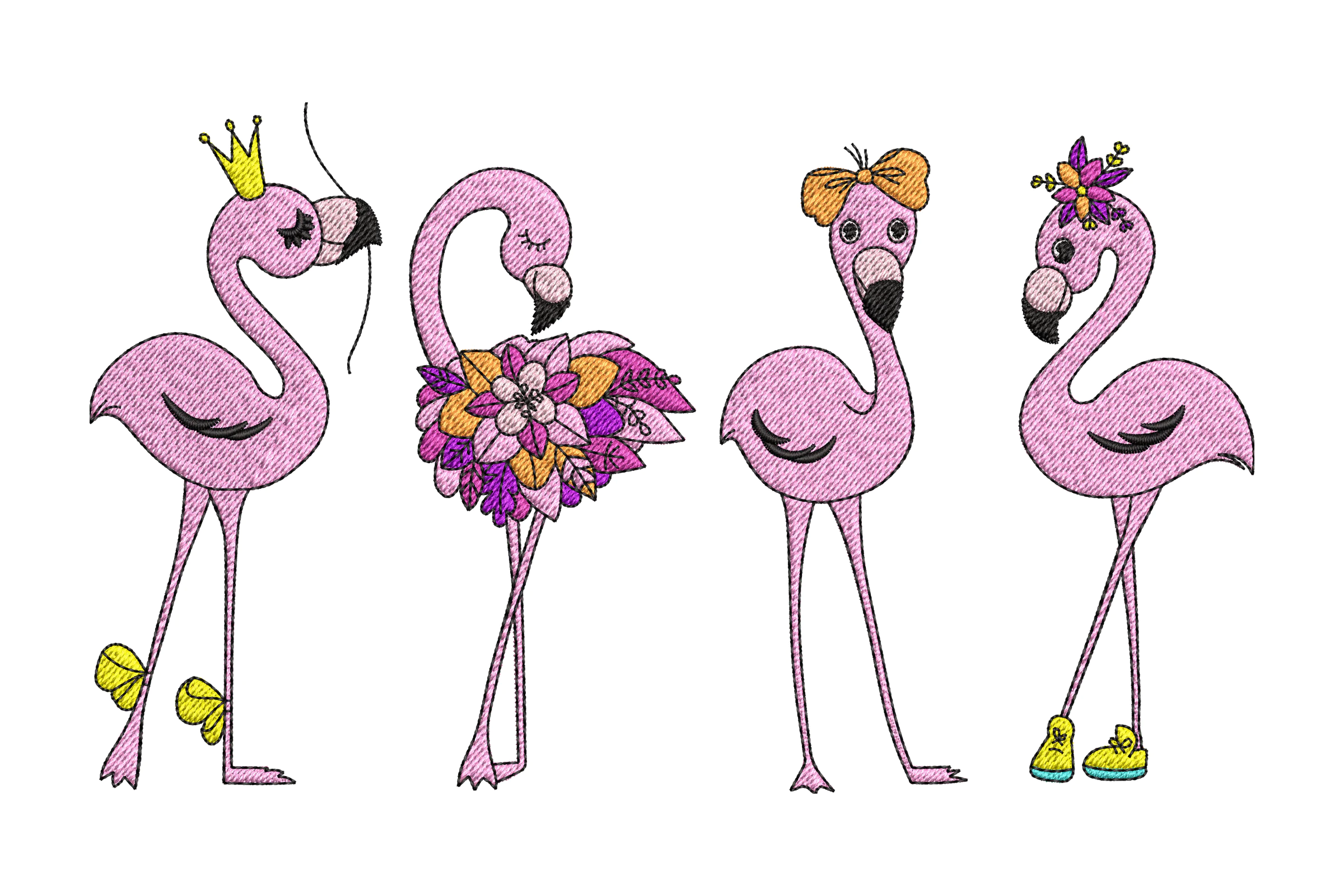 Flamingo Birds Embroidery Design