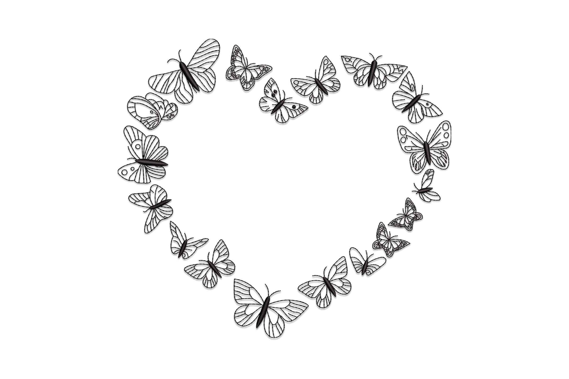 Butterflies Heart Embroidery Design Pattern