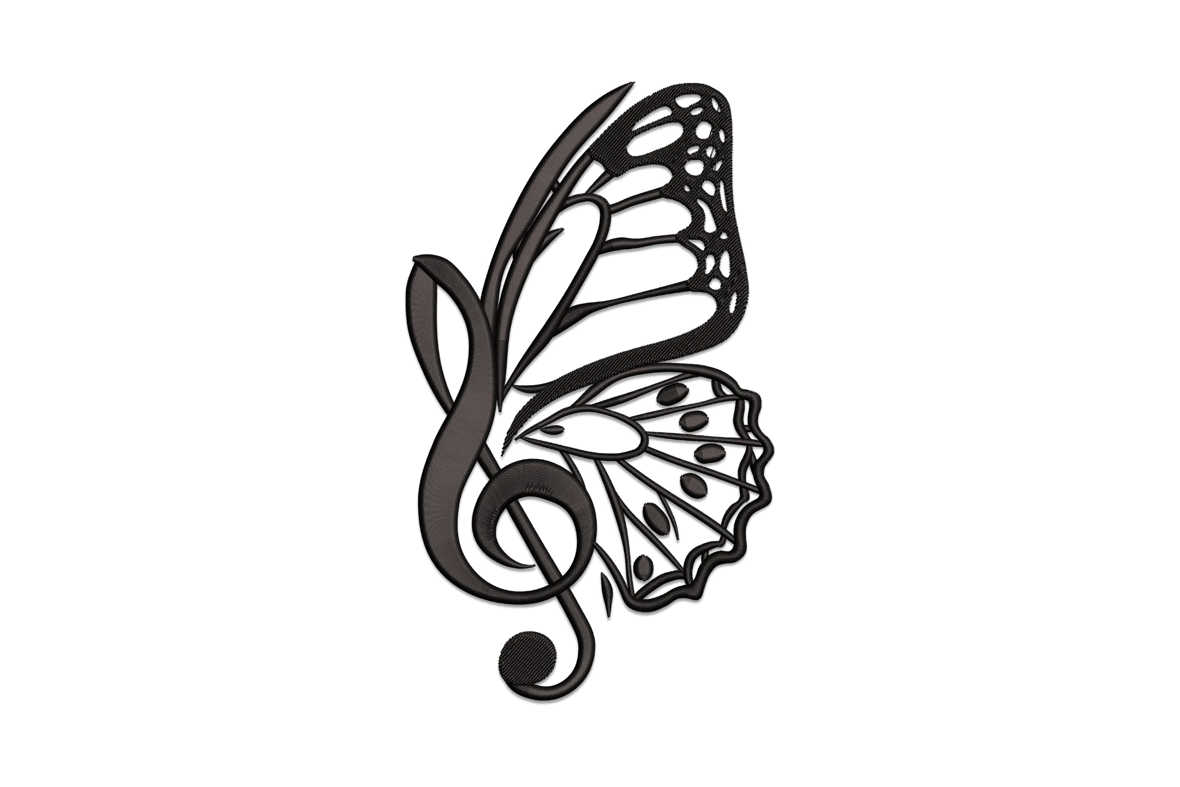 Butterfly with Notes Music Embroidery Design