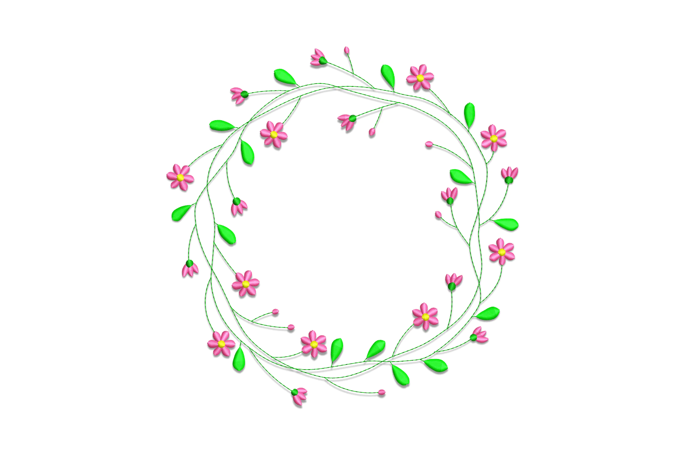 Pink Floral Wreath Embroidery Design