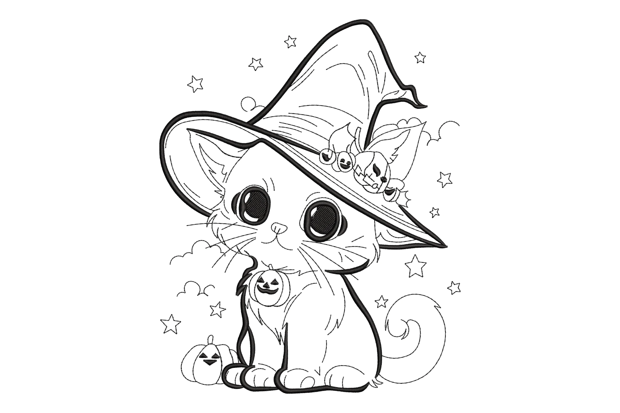 Halloween Cat Pumpkin Embroidery Design
