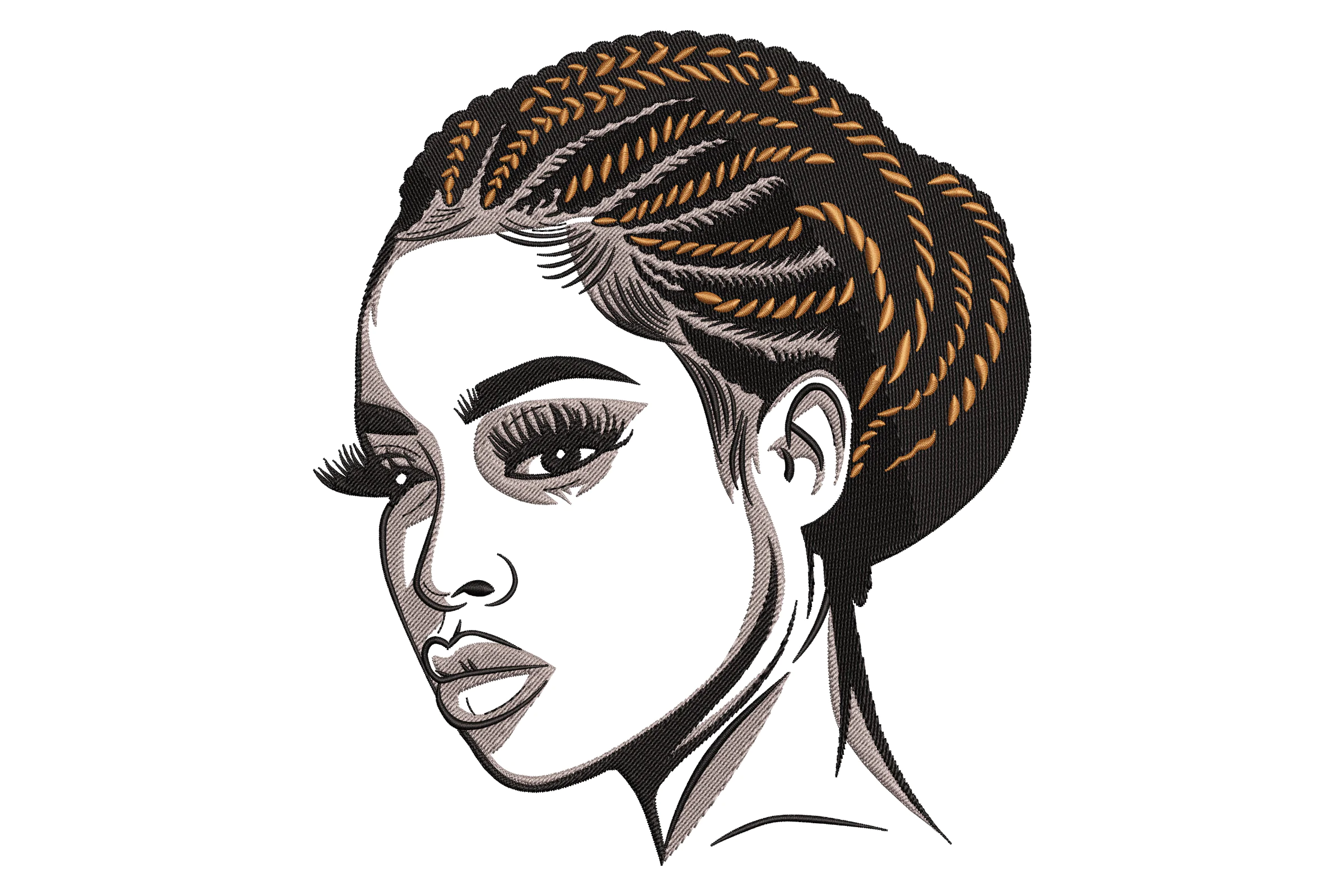 Braided Hair Woman Embroidery Design