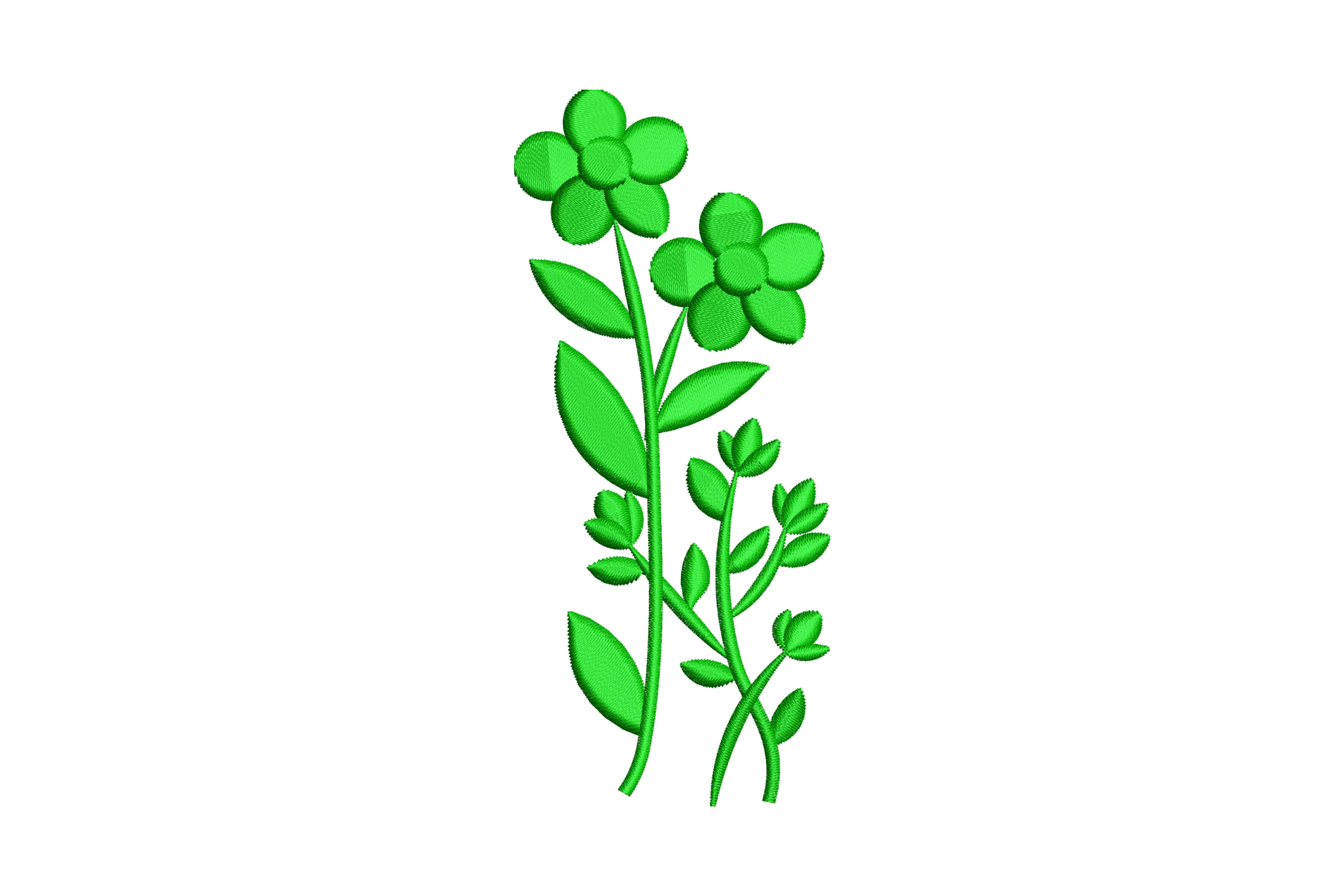 Green Floral Machine Embroidery Design