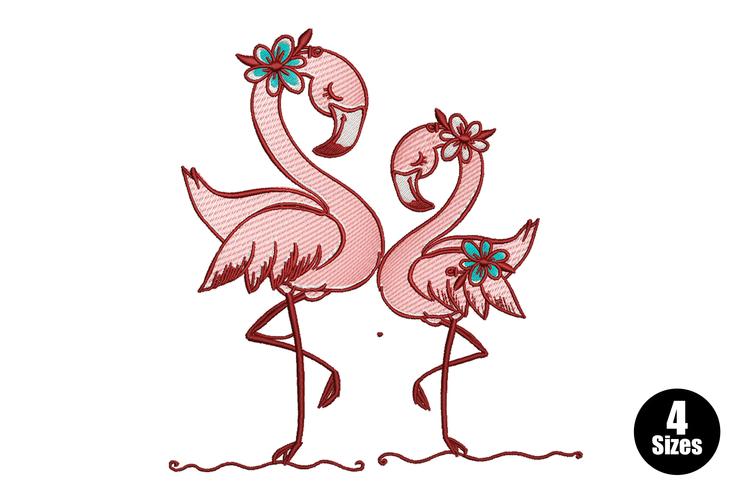 Cute Girl in a Swimsuit with a Flamingo Embroidery Design