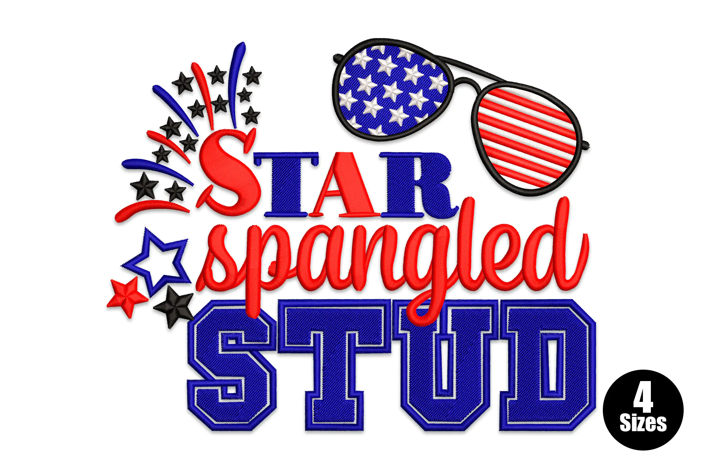 Star Spangled Stud Embroidery Design