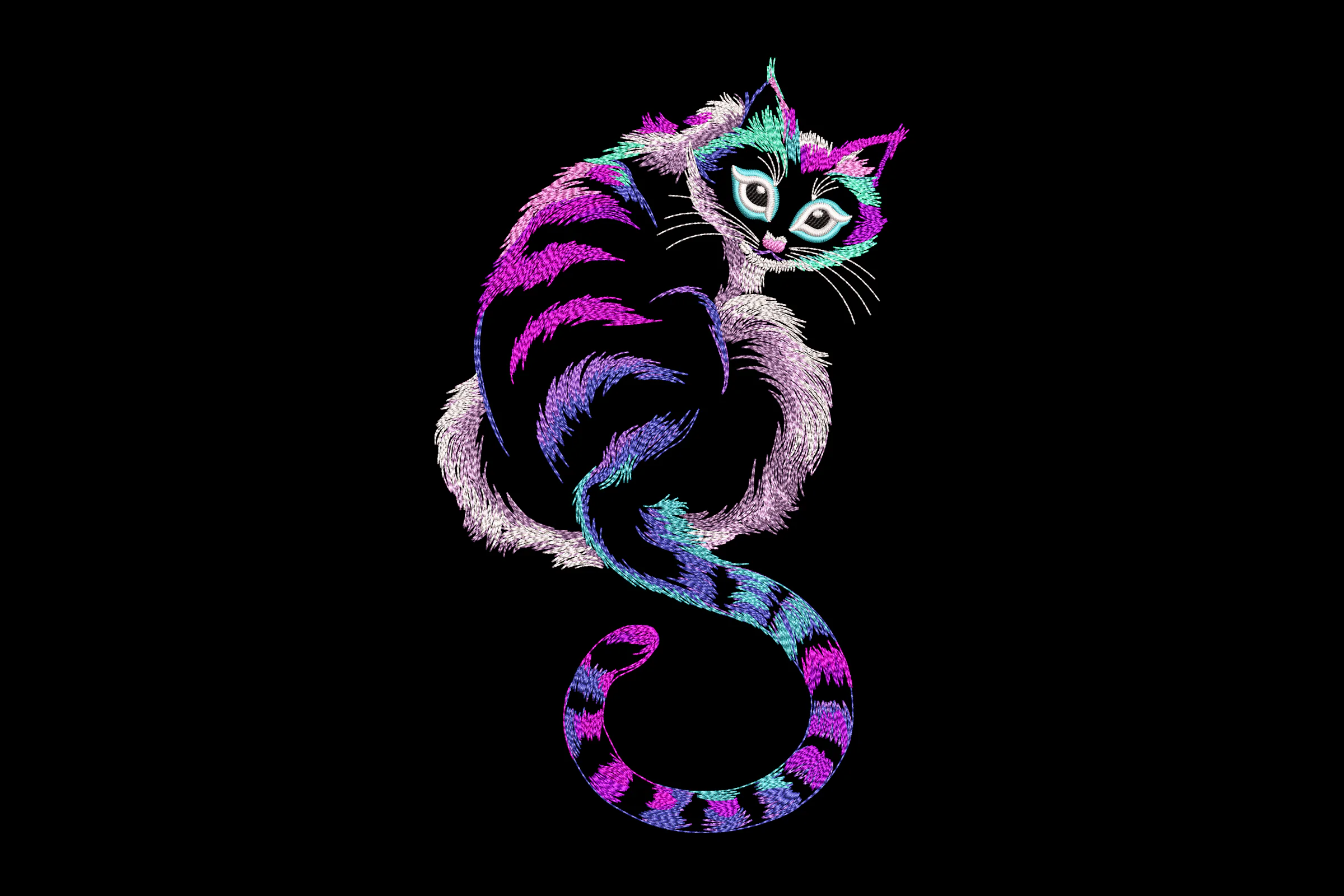 Whimsical Cat Embroidery Design