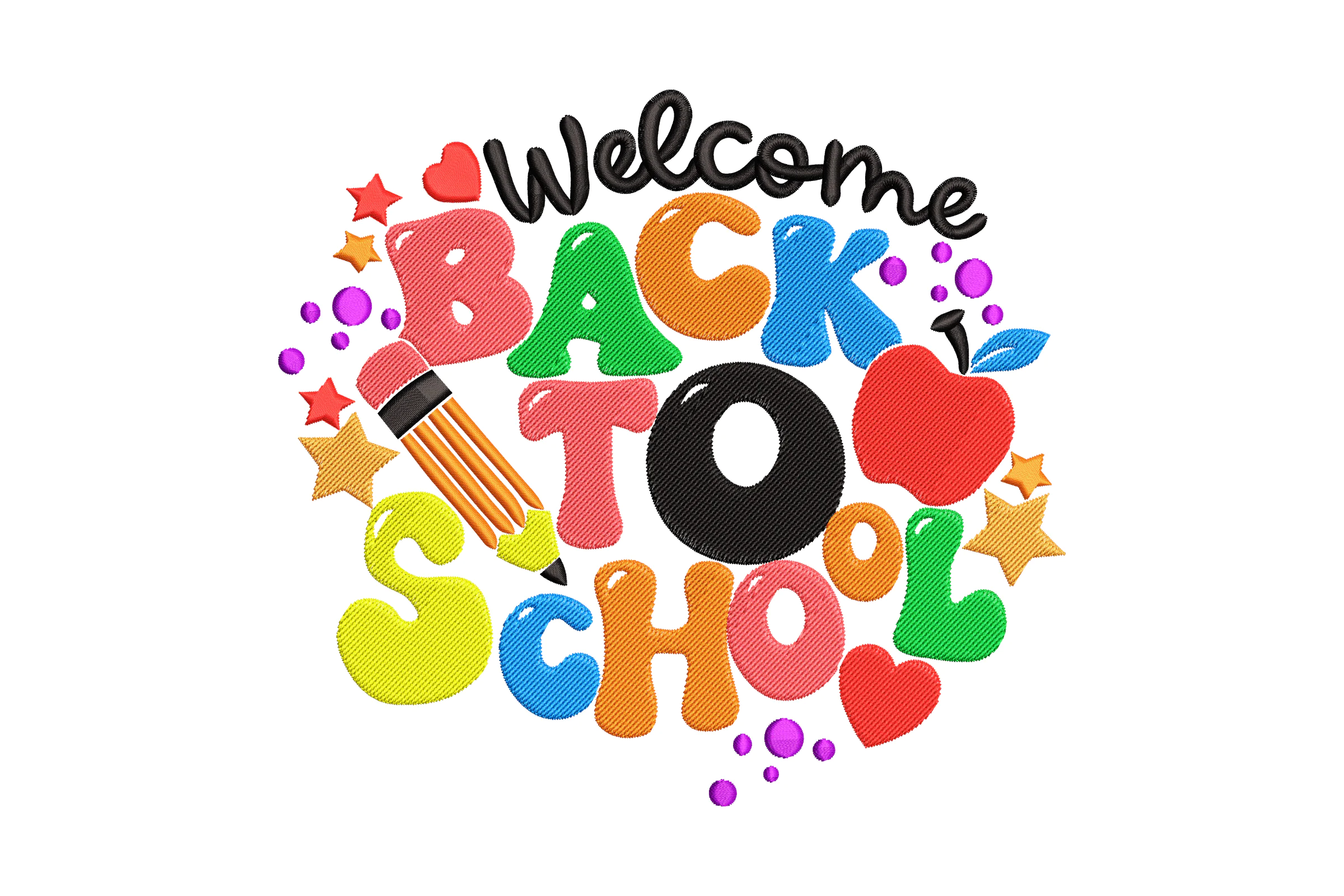 Welcome Back to School Embroidery Design