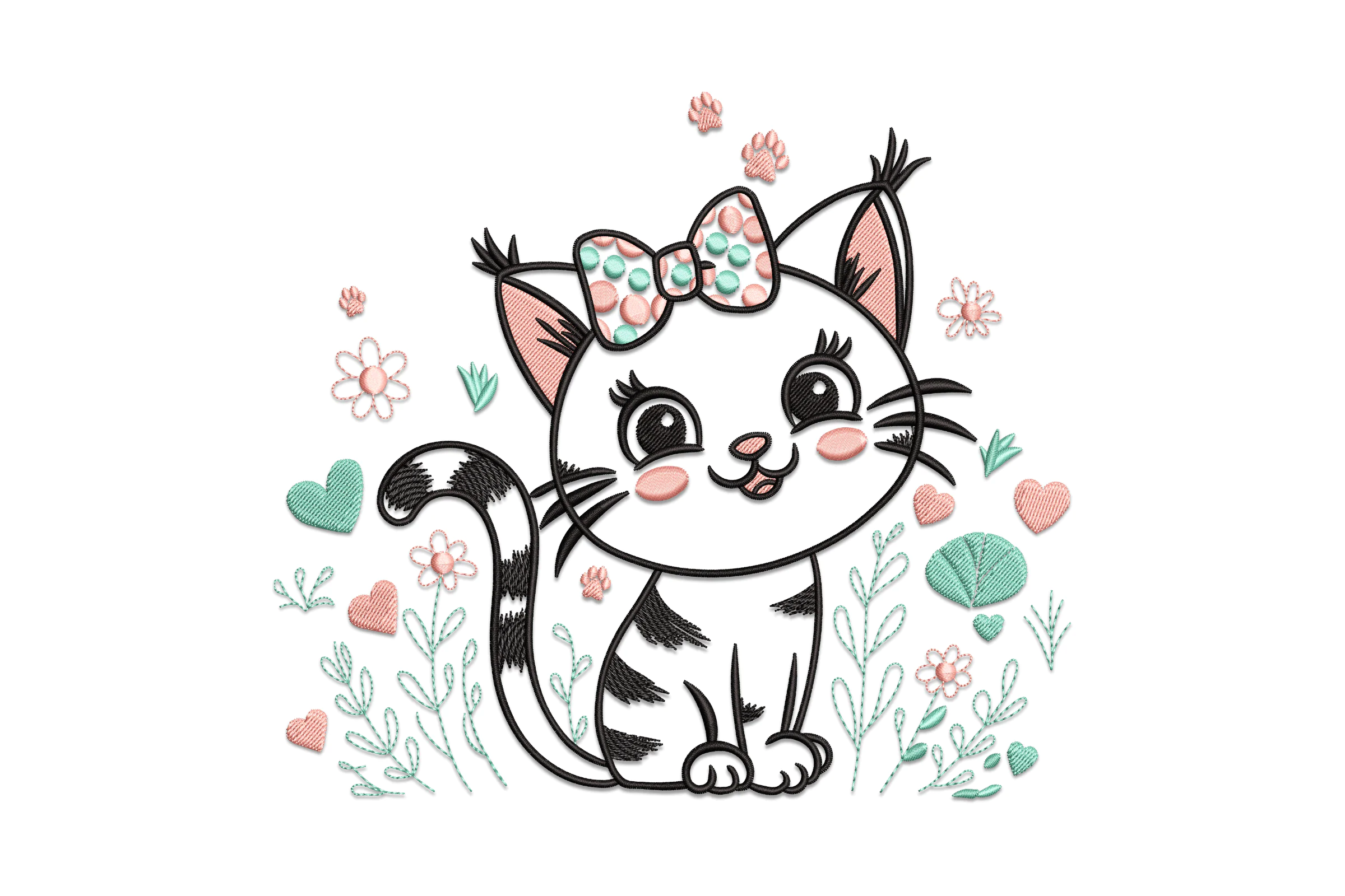 Cute Kitten Embroidery Design File