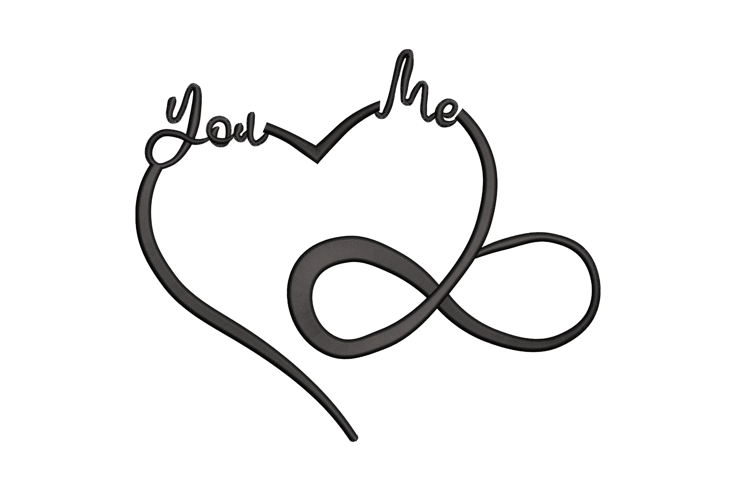 You and Me Love Embroidery Design