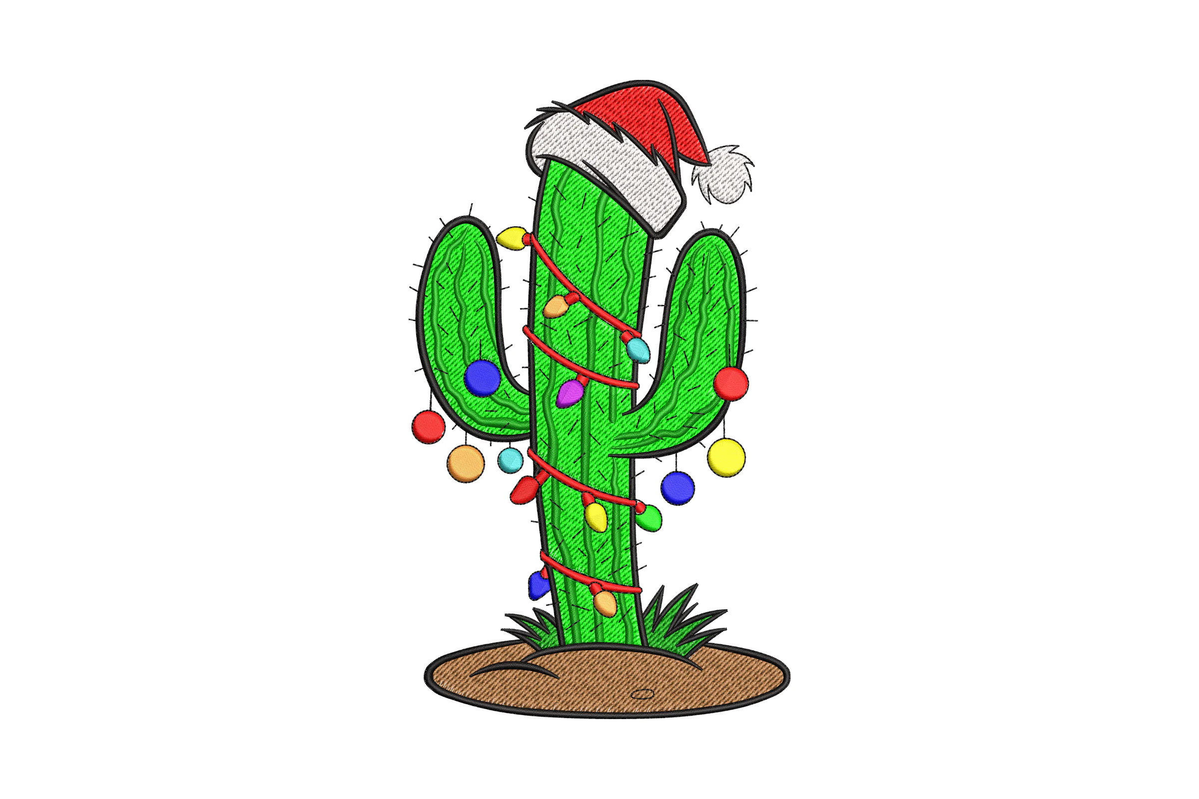 Christmas Cactus Embroidery Design