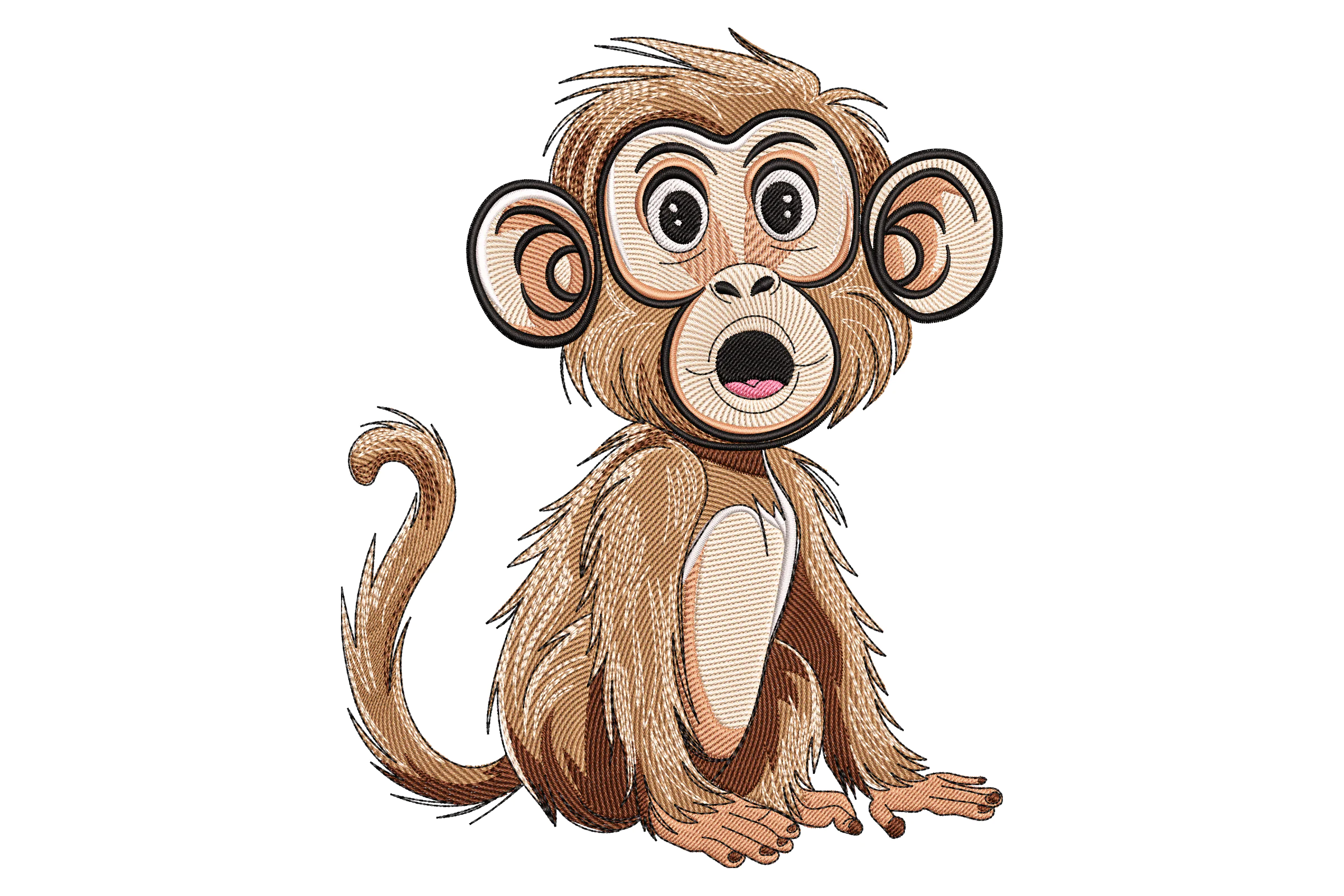 Cute Monkey Embroidery Design