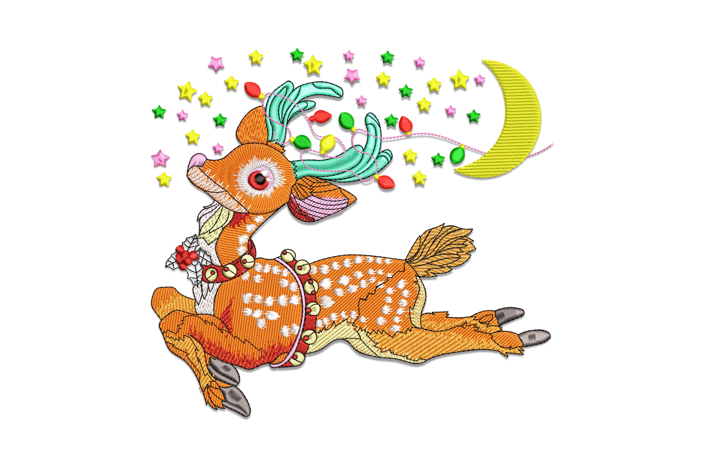Christmas Deer Embroidery Design Pattern