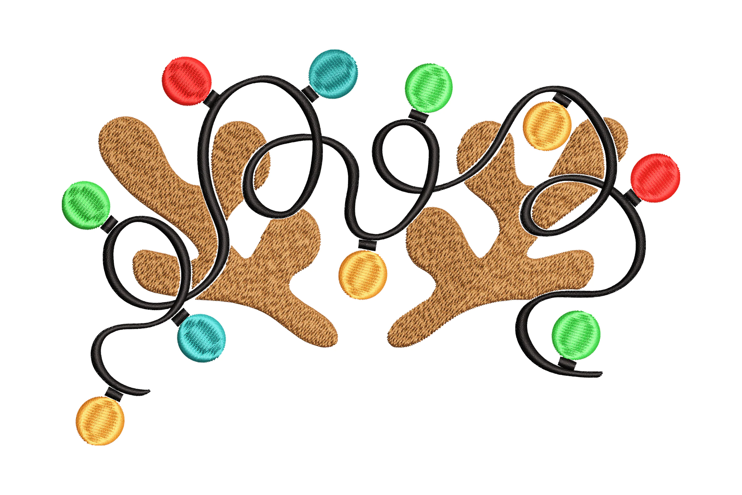 Antlers with Christmas Lights Embroidery Design