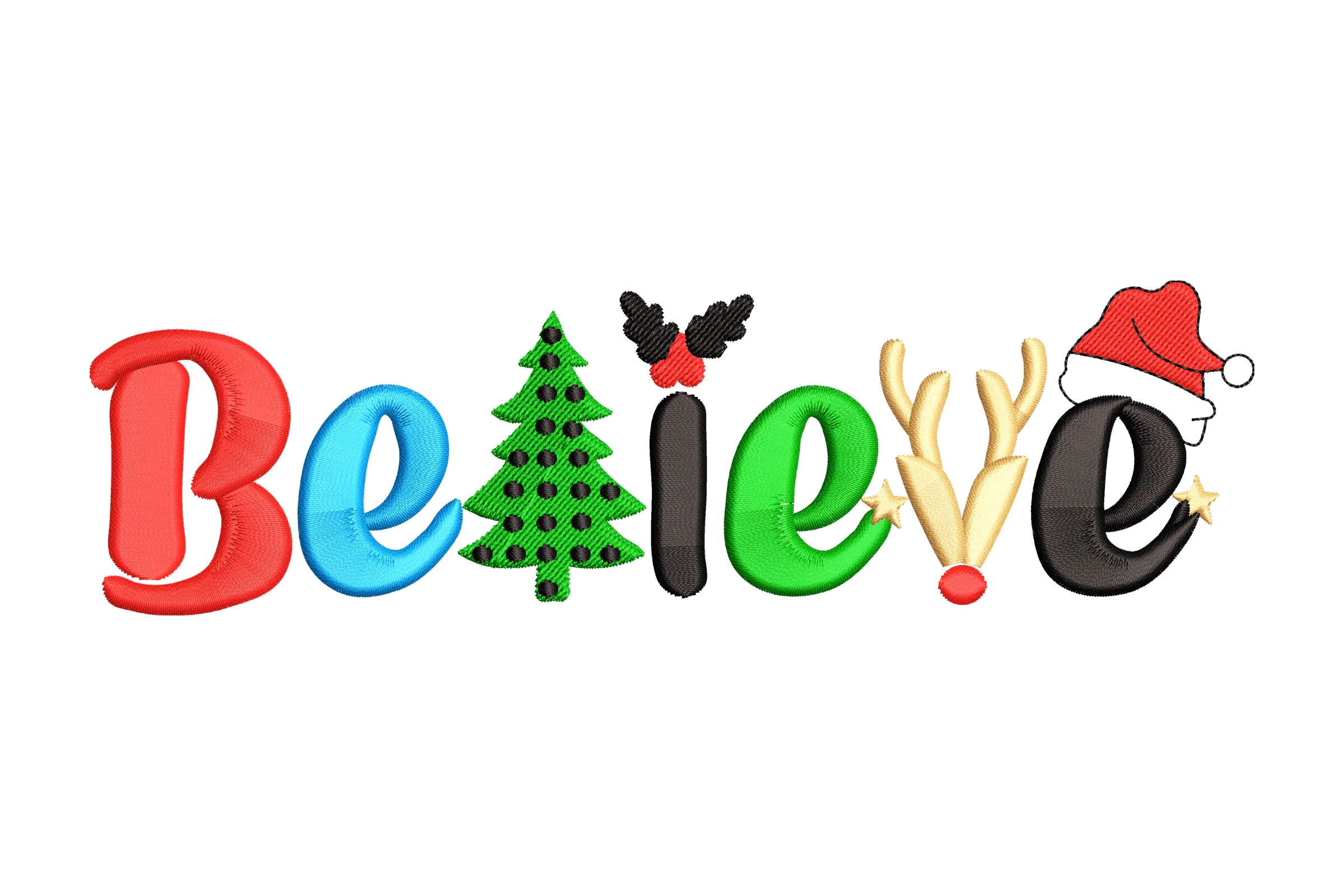 Christmas Believe Embroidery Design File