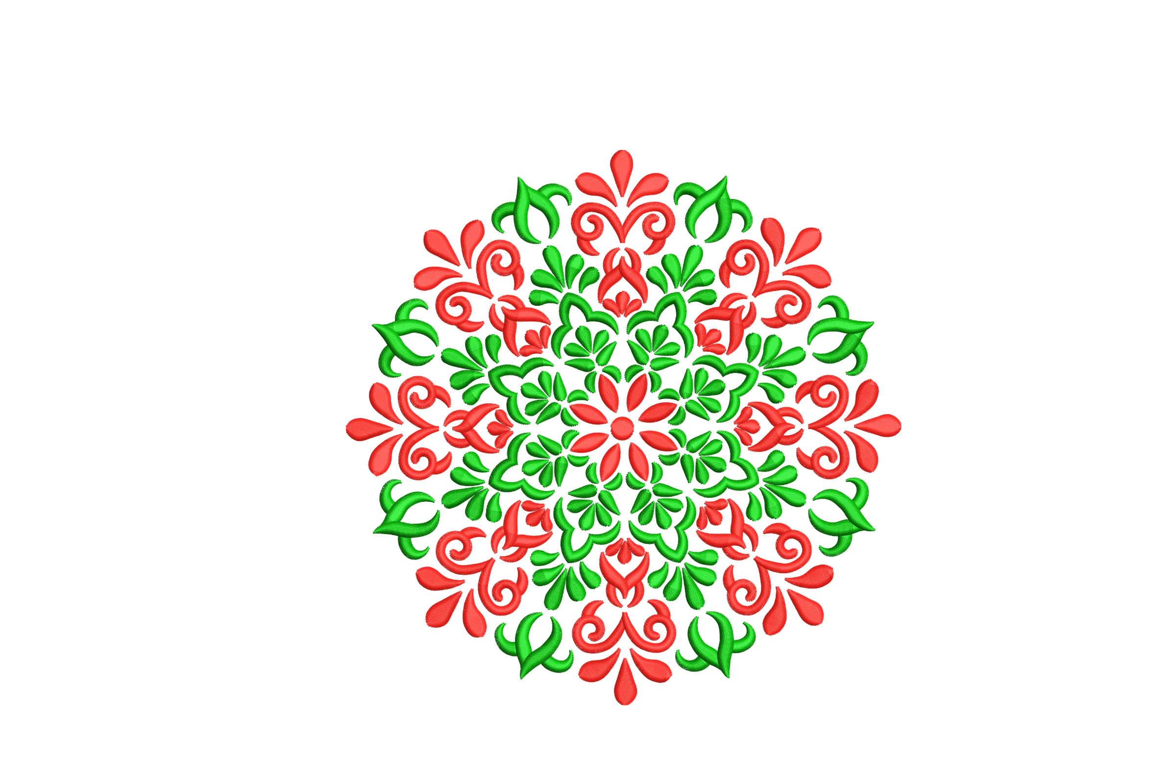 Red and Green Mandala Embroidery Design