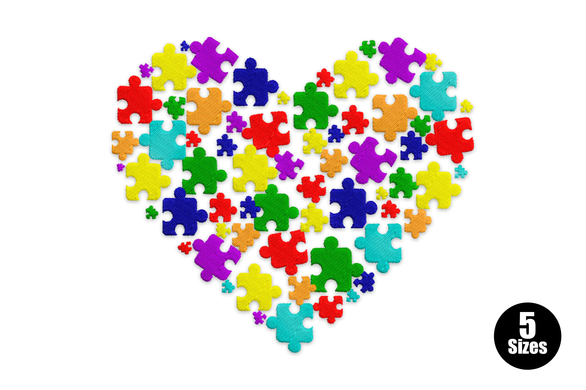 Autism Heart Puzzle Embroidery Design