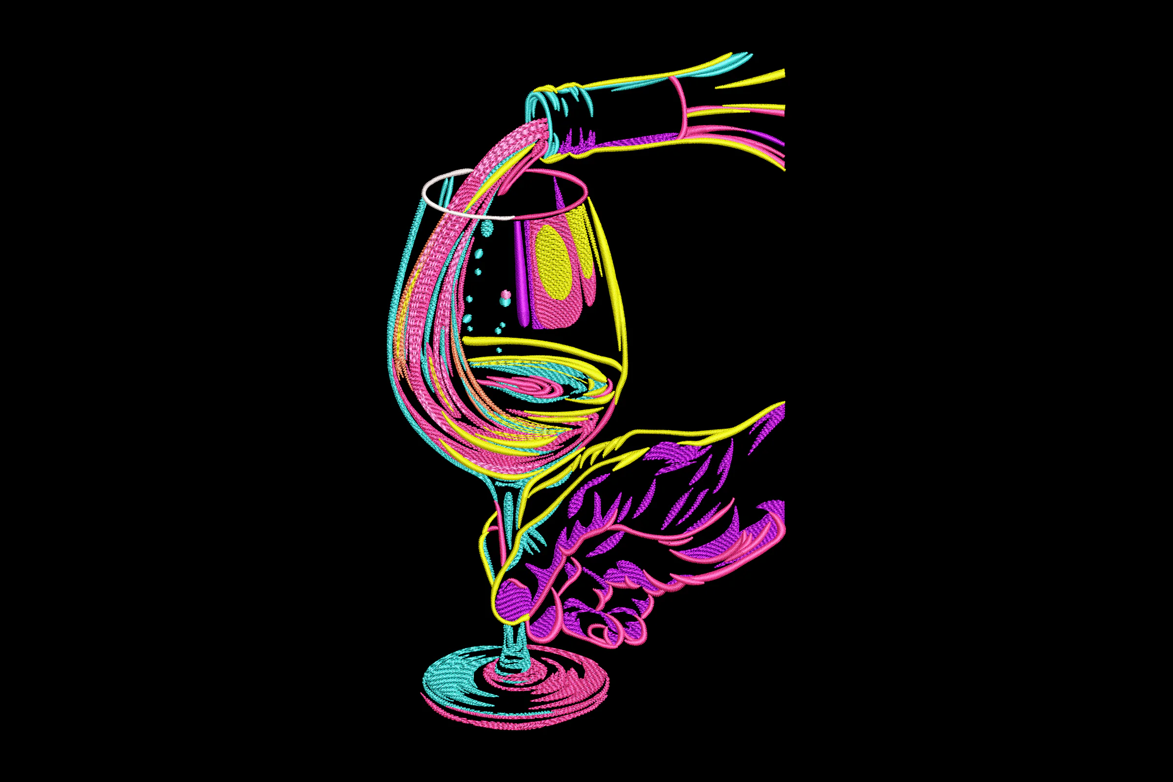 Glass of Wine Embroidery Design