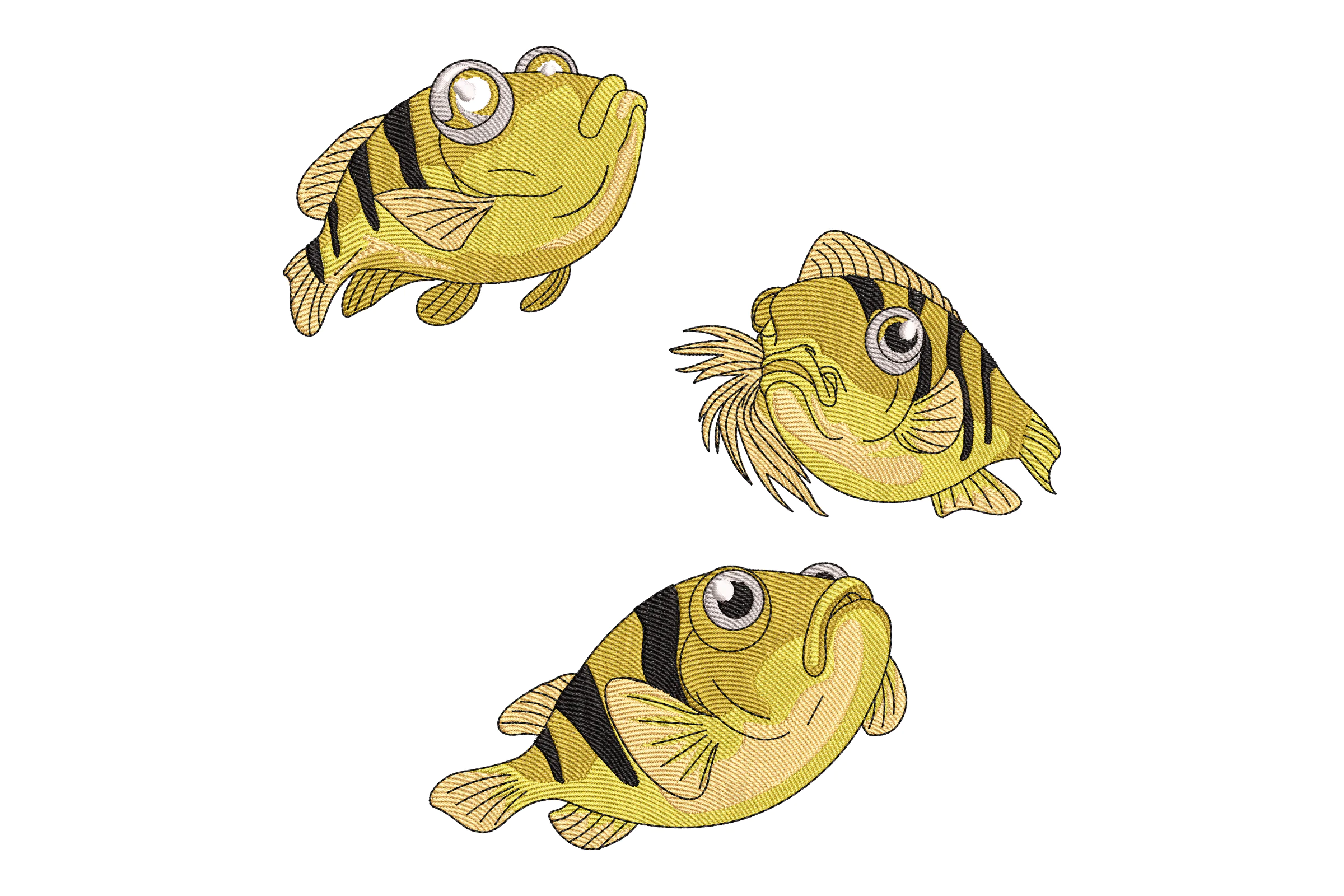 Yellow Fish Embroidery Design
