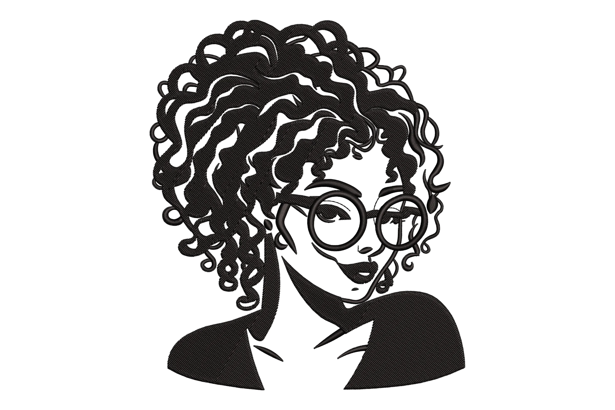 Curly Hair Afro Woman Embroidery Design