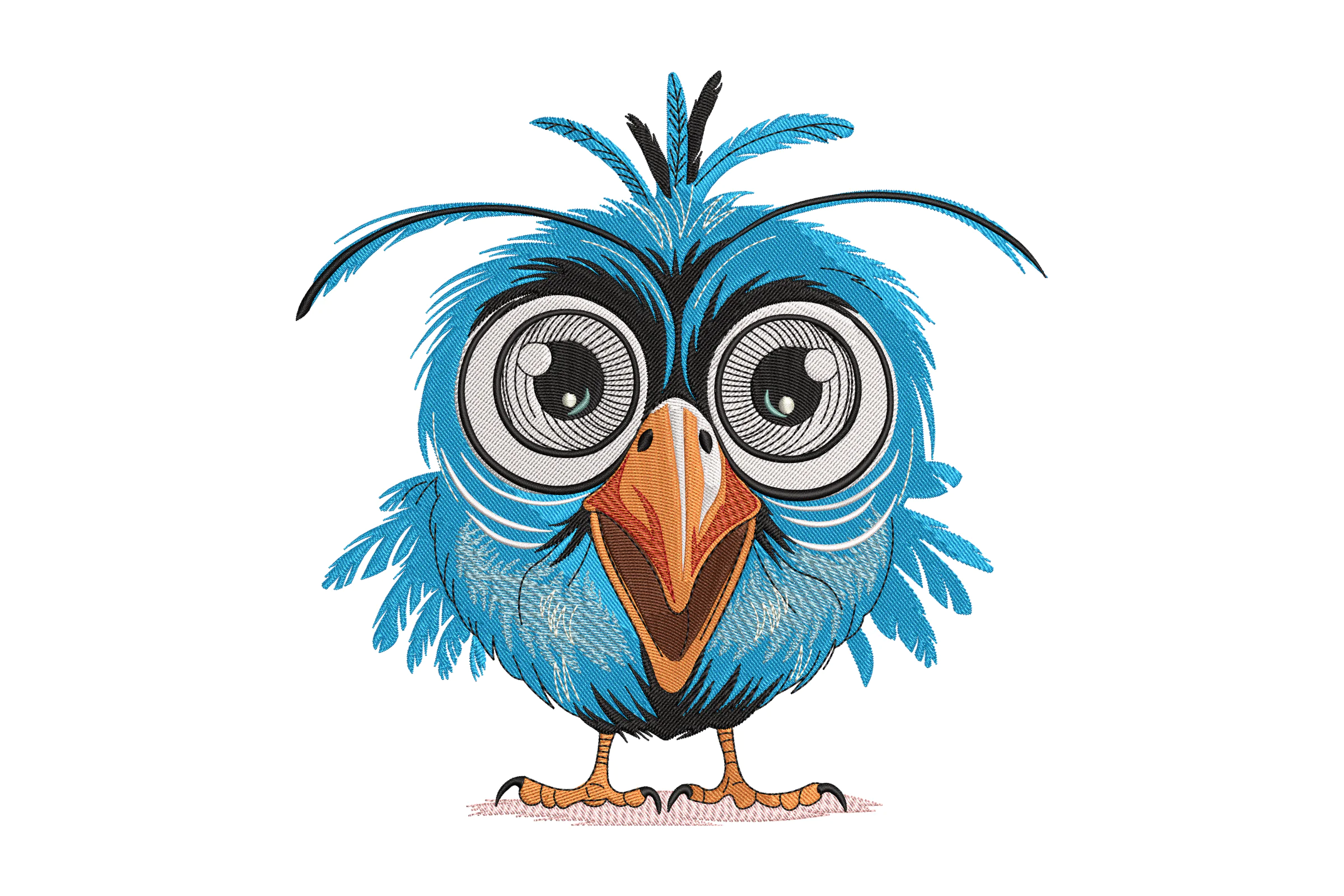 Funny Blue Bird Embroidery Design