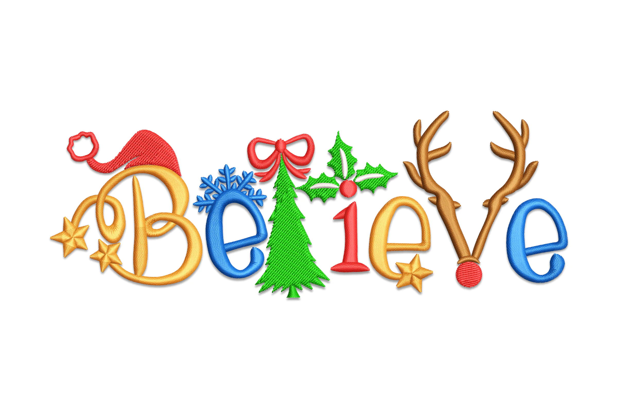 Believe Christmas Embroidery Pattern